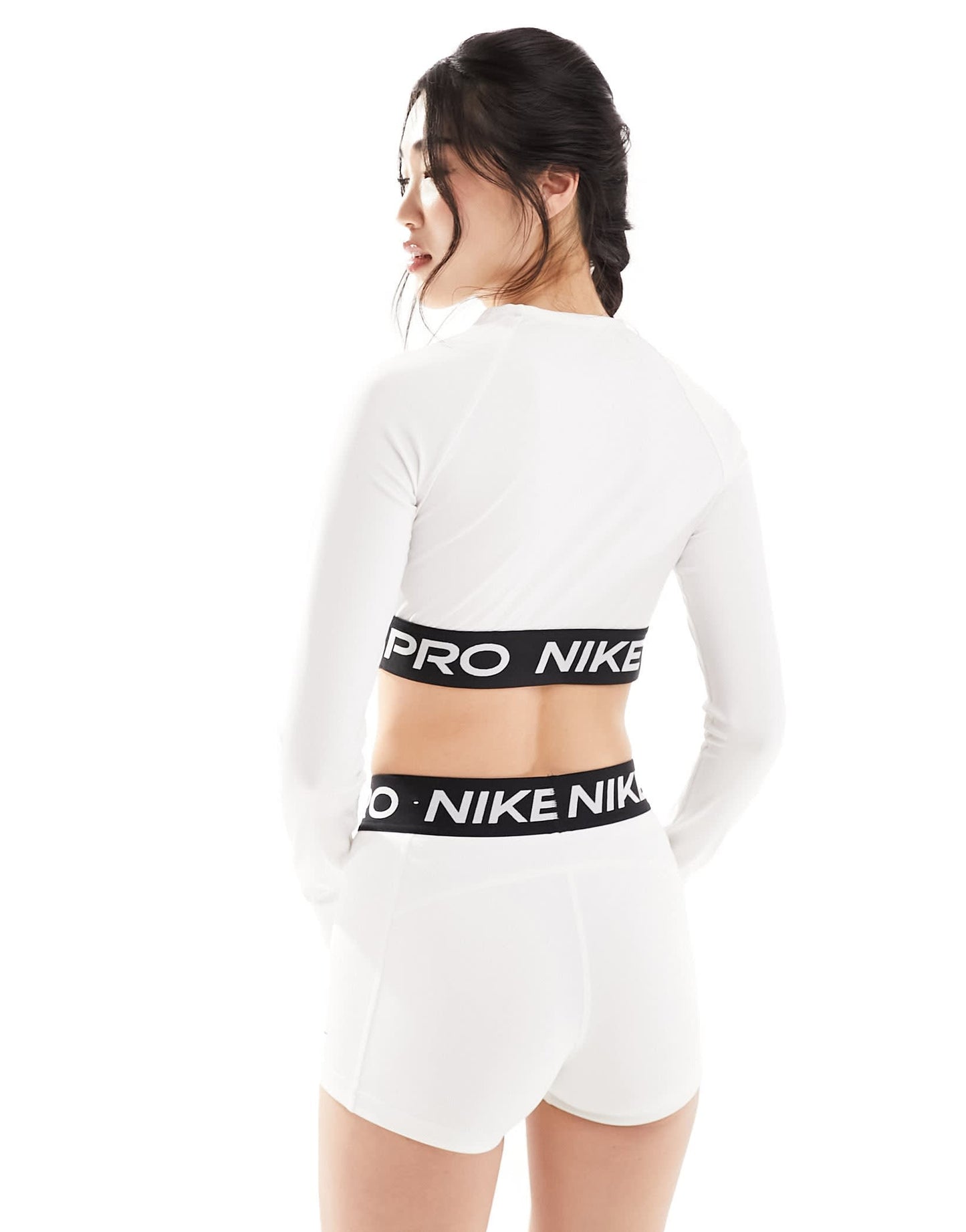 Nike Pro Training Dri-Fit 365 crop long sleeve top in white