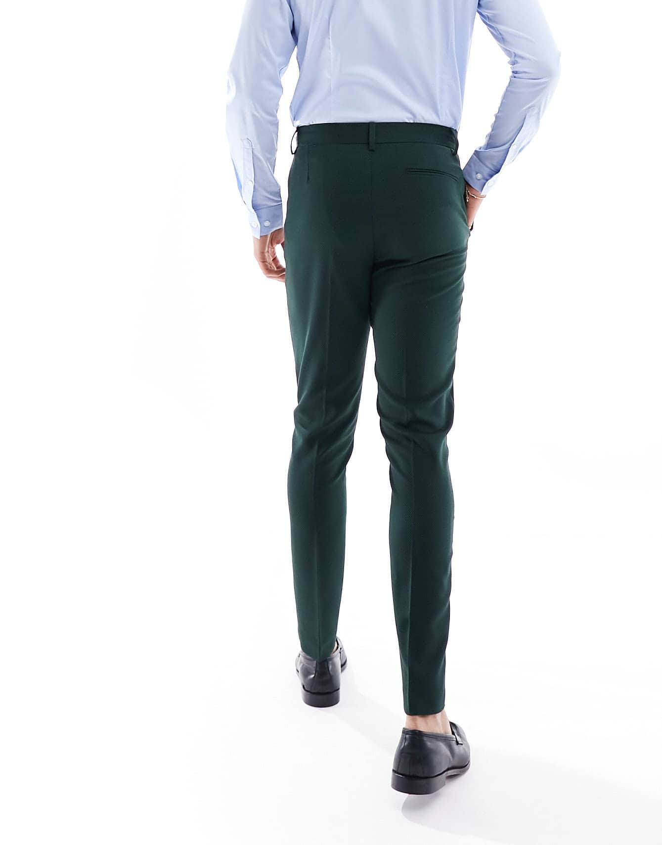 ASOS DESIGN wedding skinny suit trouser in forest green microtexture