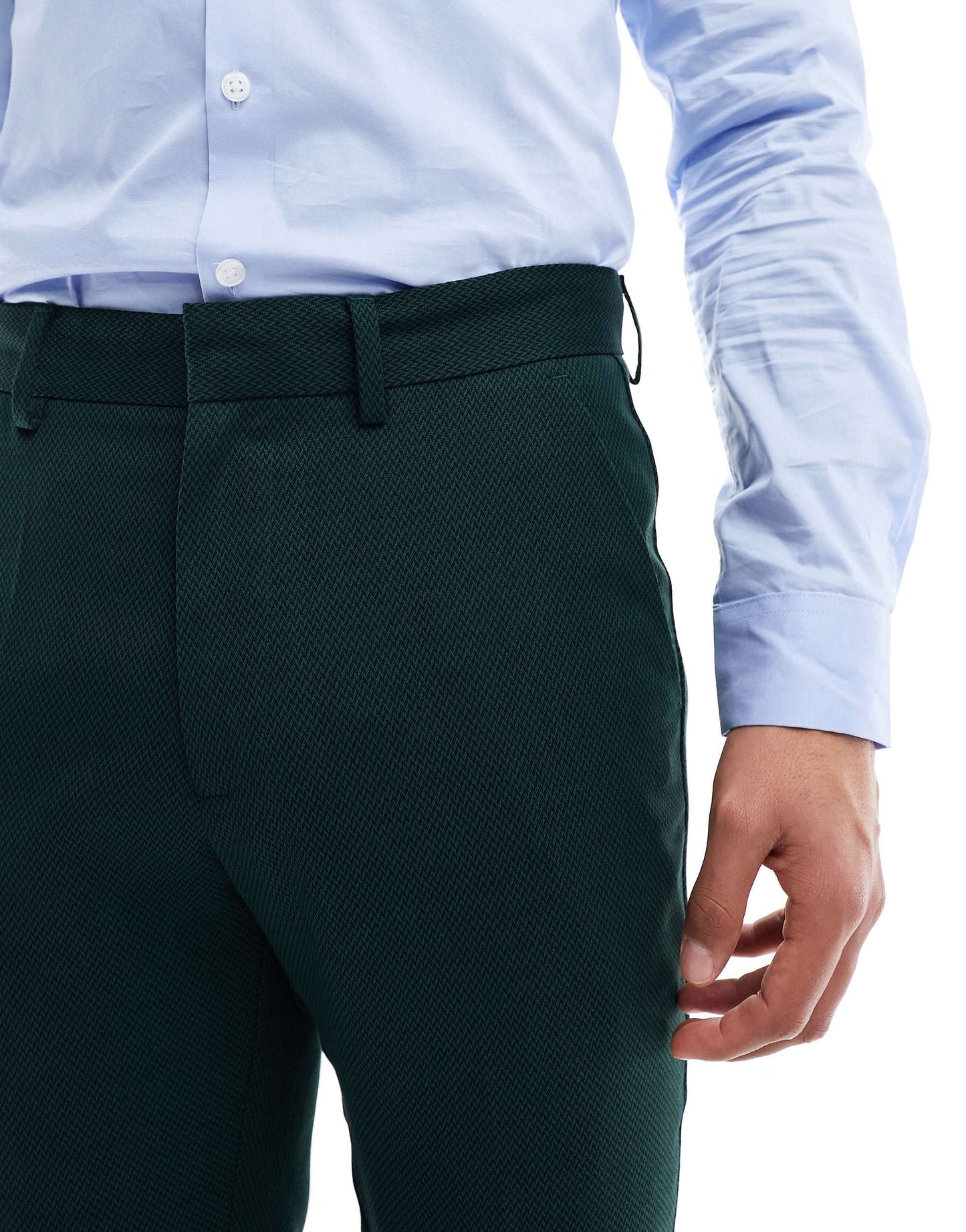 ASOS DESIGN wedding skinny suit trouser in forest green microtexture