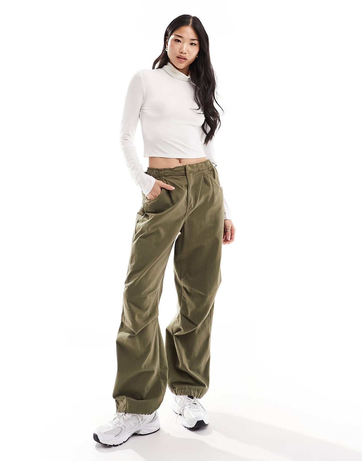 Bershka 2 pack roll neck tops in sand & white