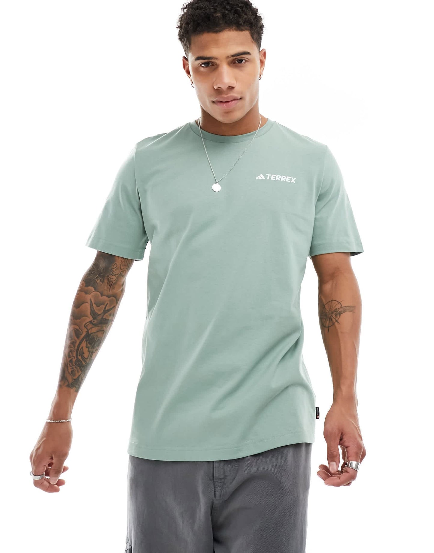 adidas Terrex graphic backprint t-shirt in sage green