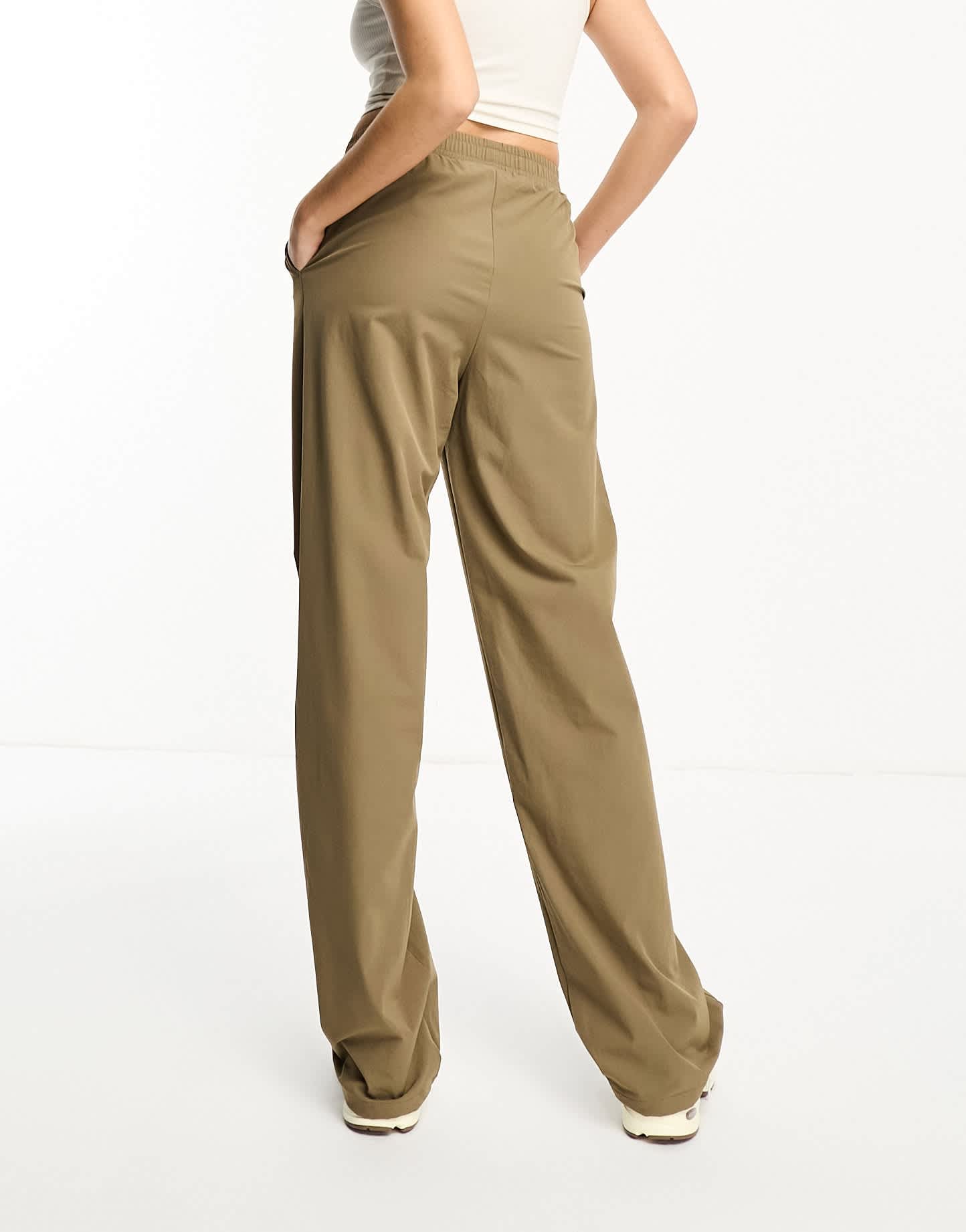 Noisy May Tall ankle drawstring trouser in beige