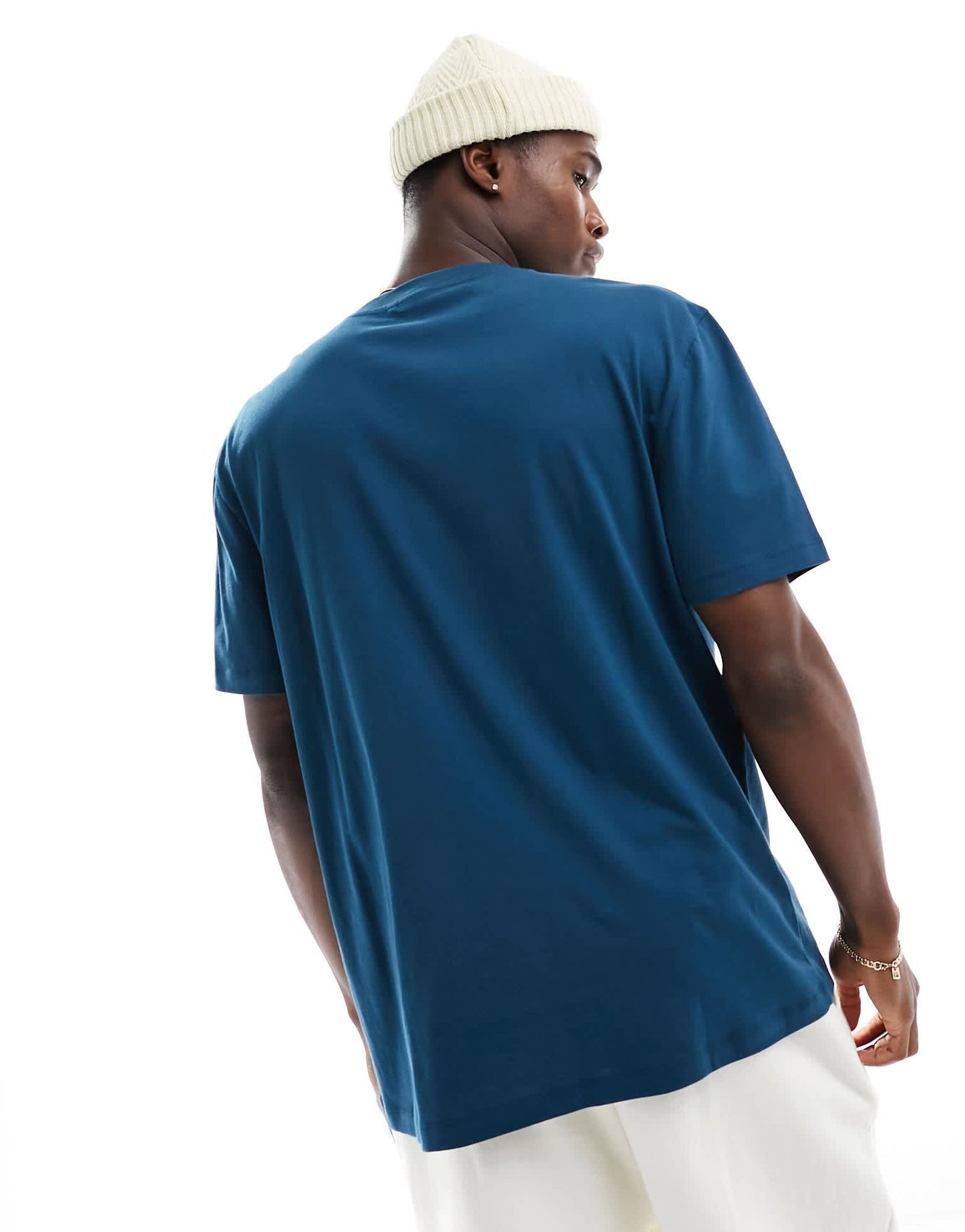 ASOS DESIGN t-shirt in navy with rowing chest print