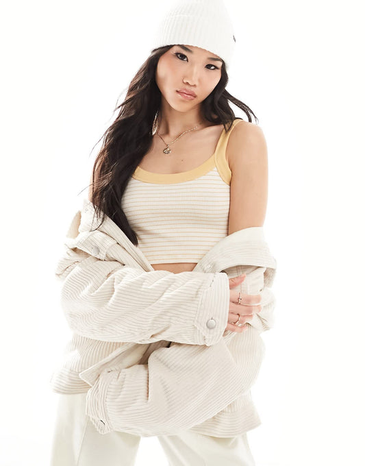 Cotton:On Waffle Cami top in light grey stripe