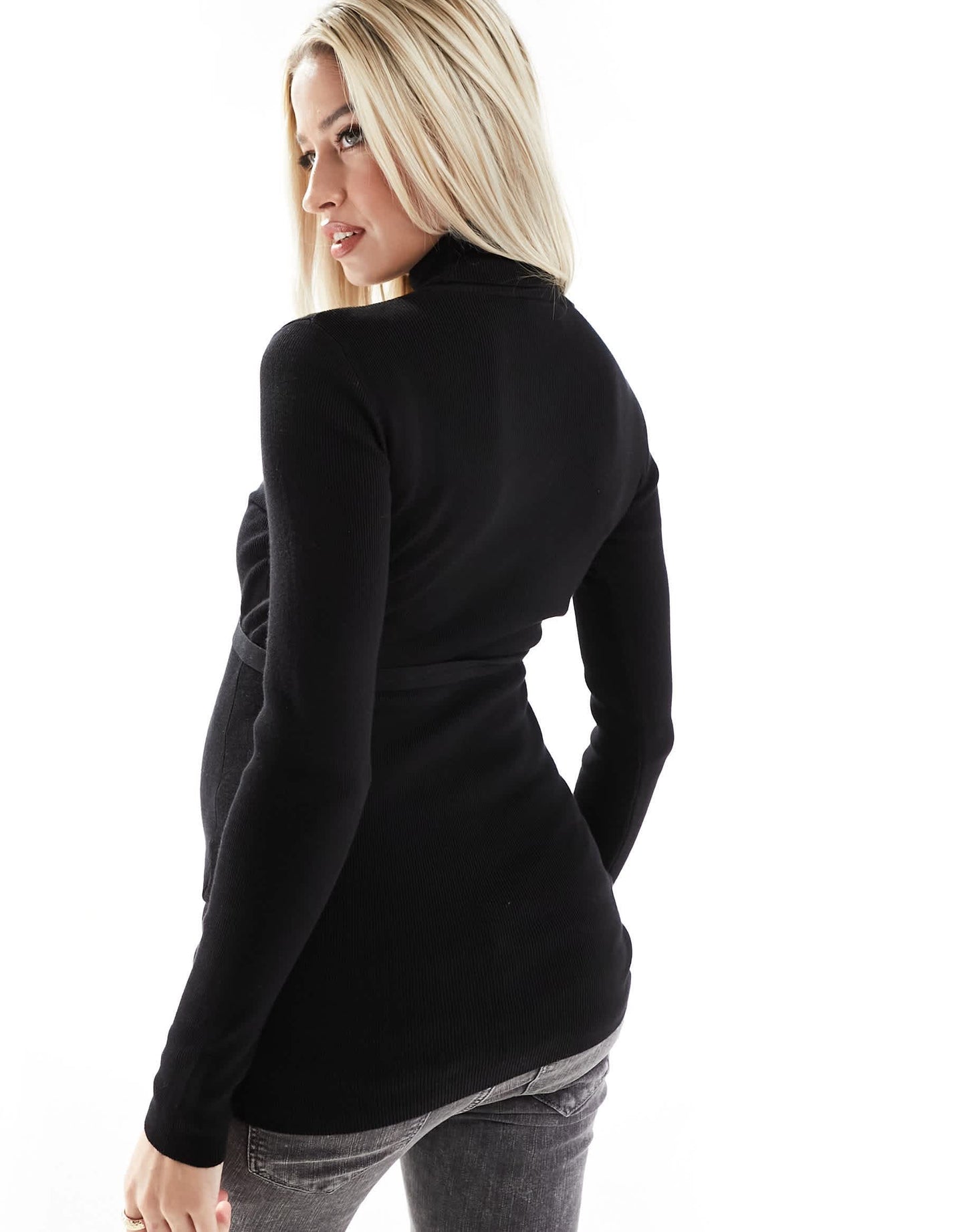 Mamalicious Maternity long sleeve roll neck top in black