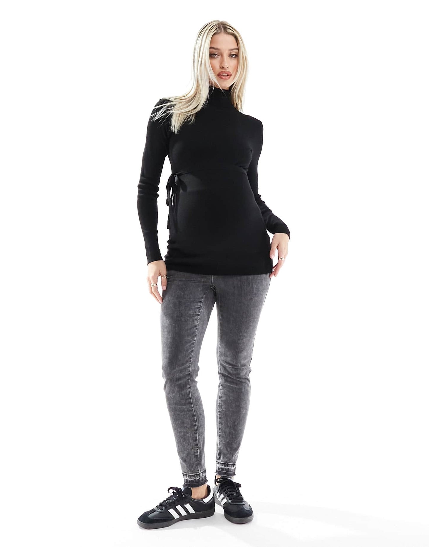 Mamalicious Maternity long sleeve roll neck top in black