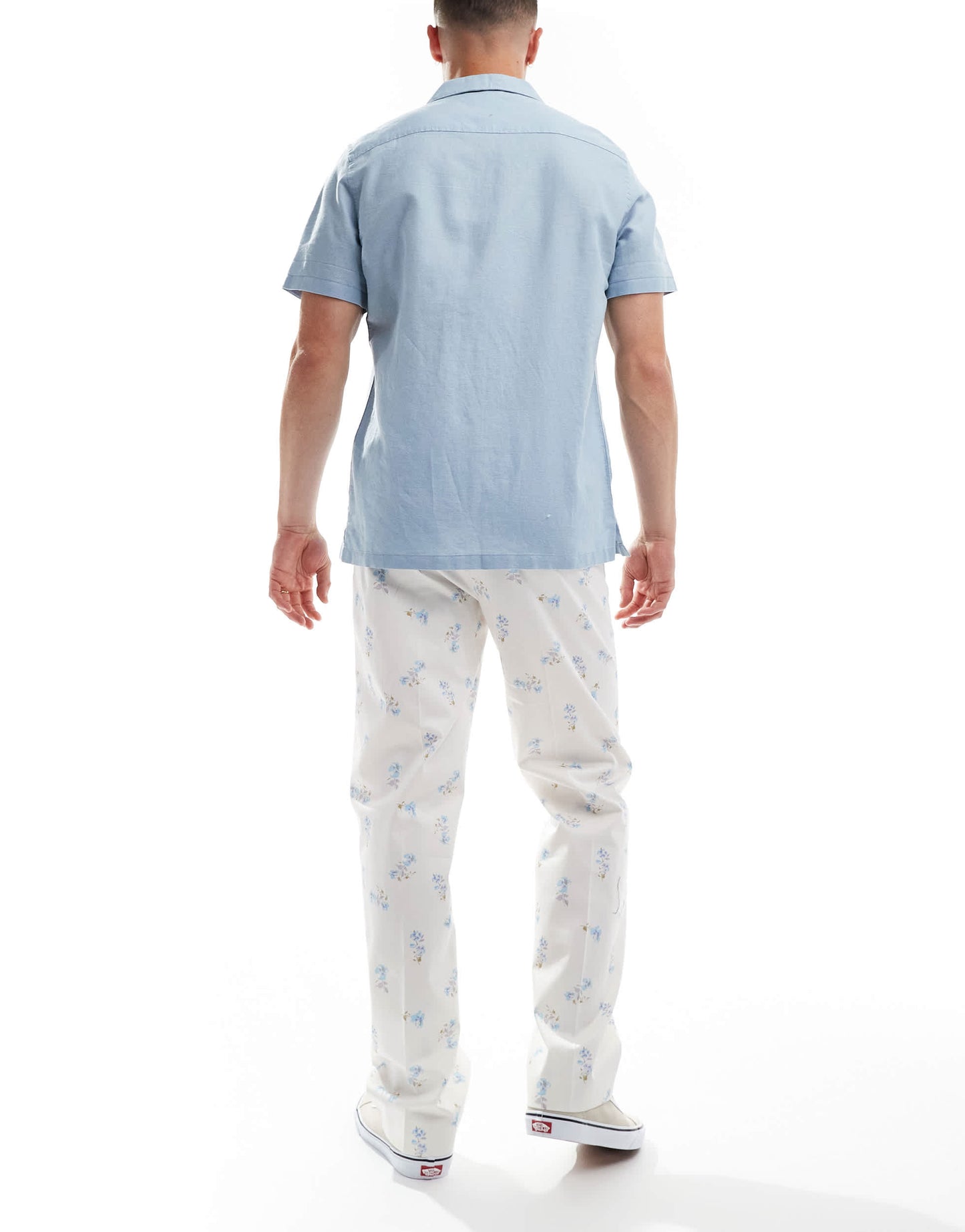 ASOS DESIGN smart straight fit trousers in blue ditsy floral print