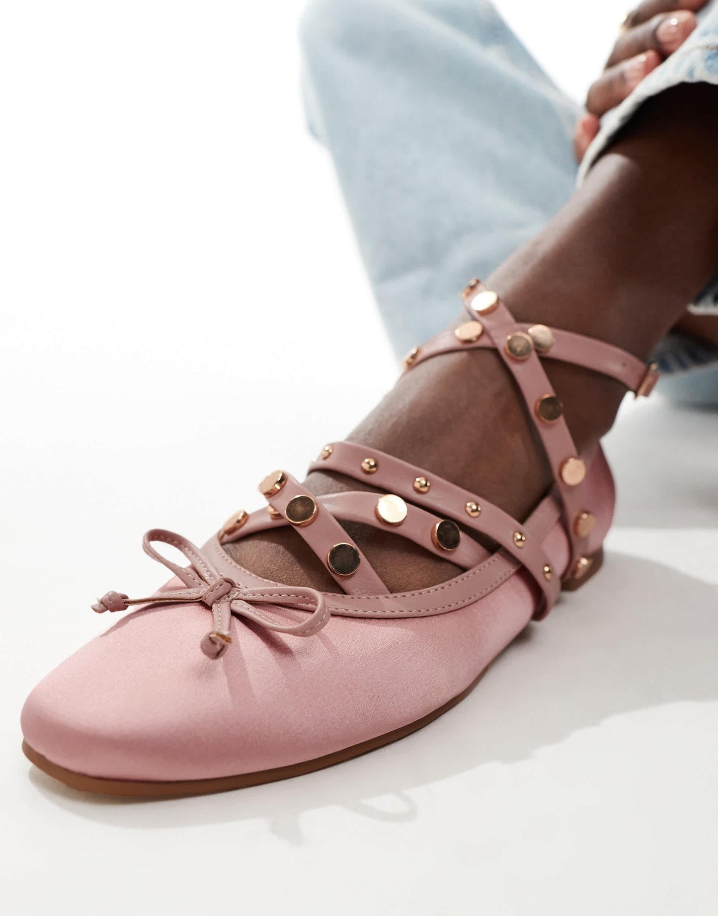 ASOS DESIGN Legacy studded ballet in pink