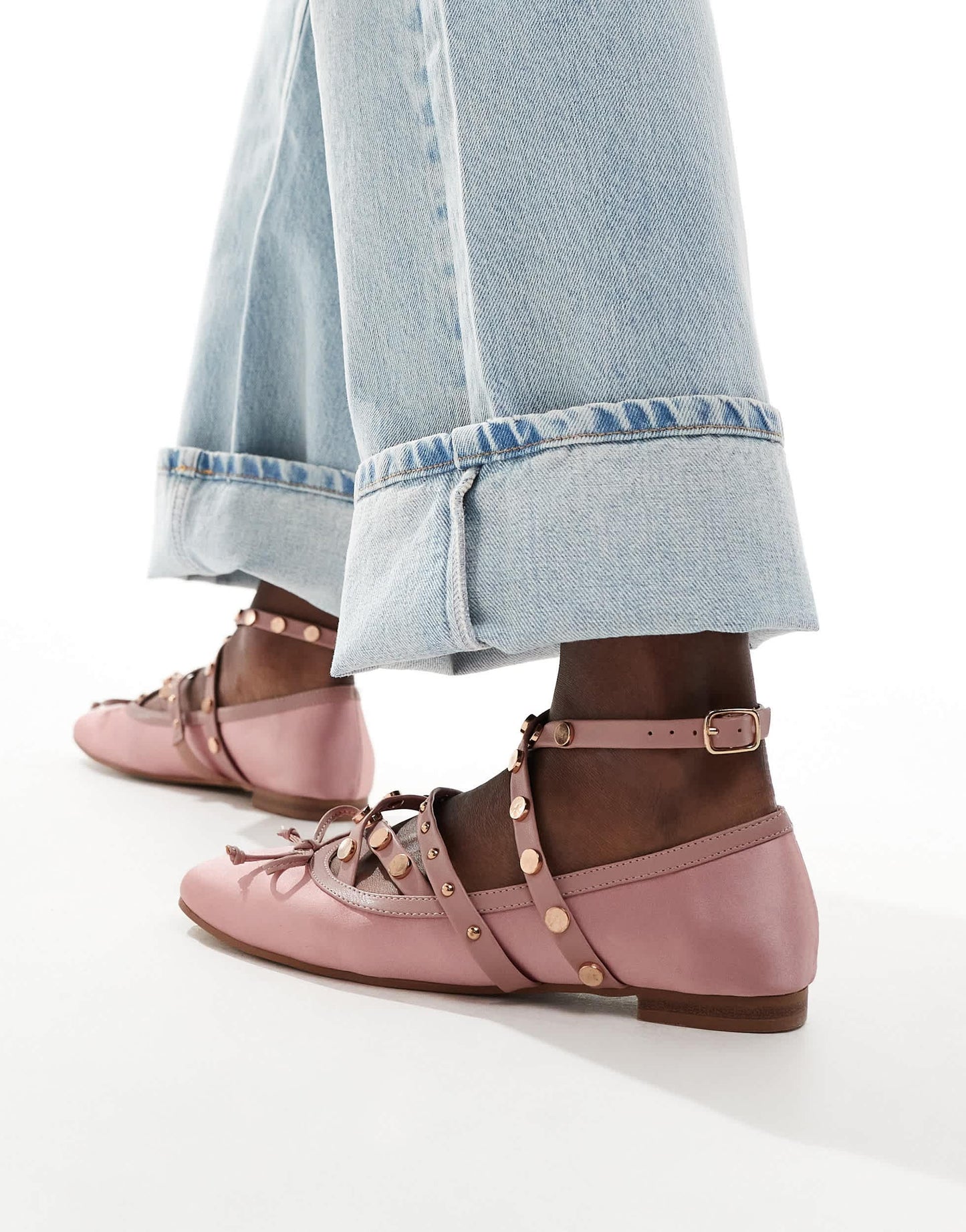 ASOS DESIGN Legacy studded ballet in pink