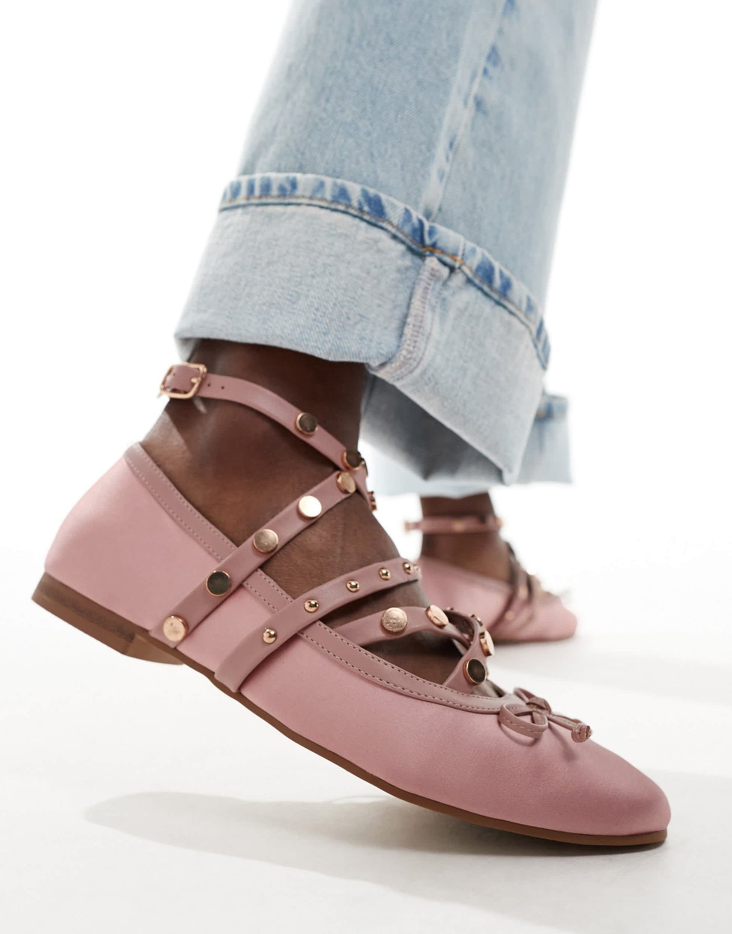 ASOS DESIGN Legacy studded ballet in pink