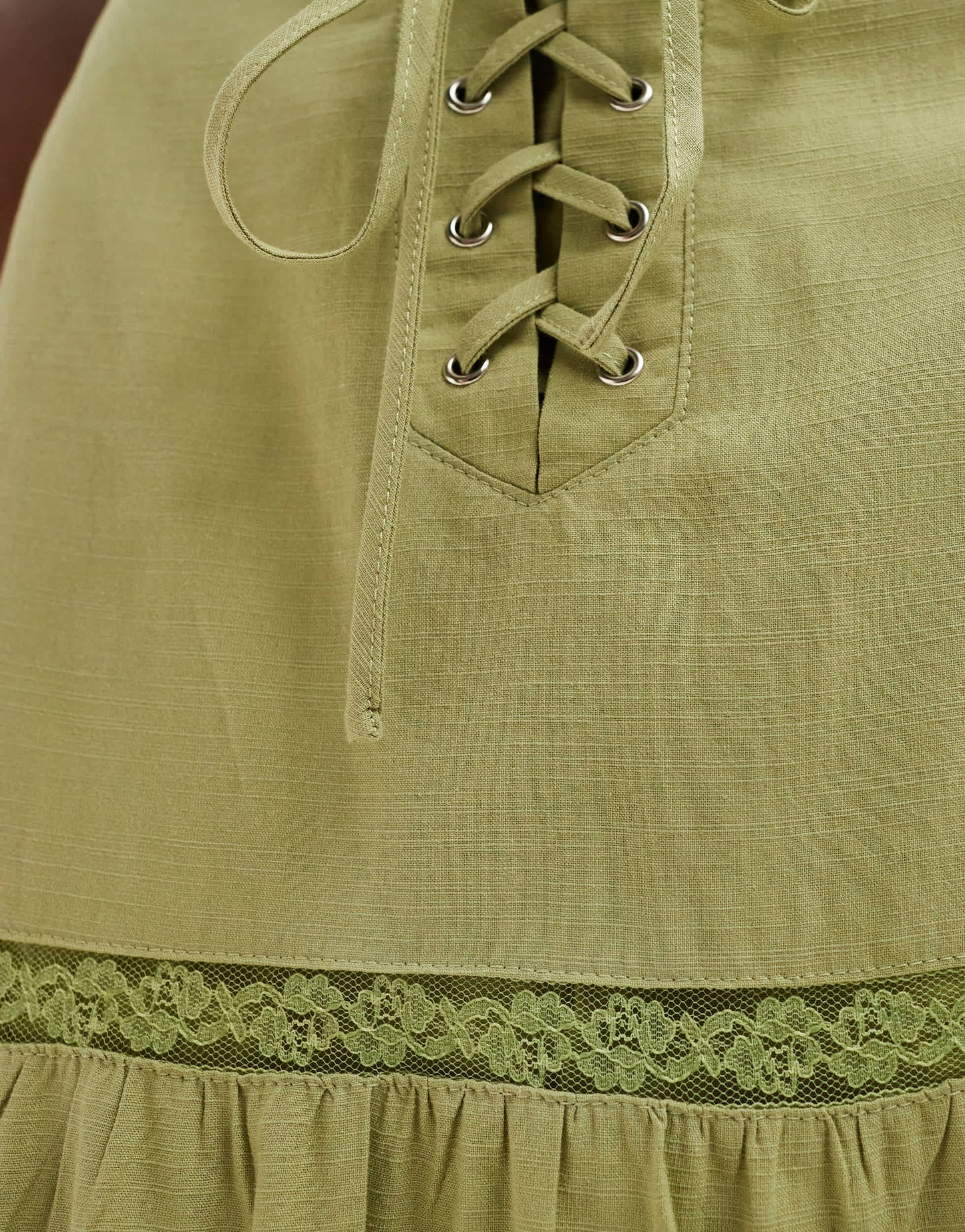 Bailey Rose corset waist prairie skirt in avocado co-ord