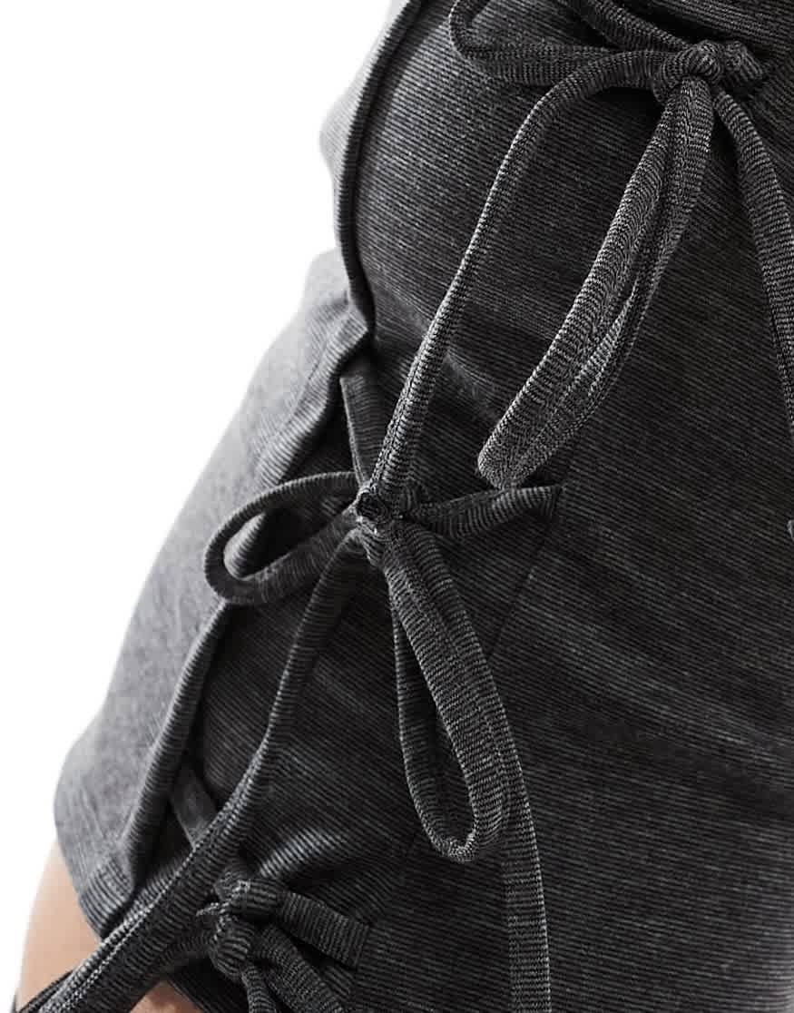 Reclaimed Vintage tailored bandeau top with bows co-ord