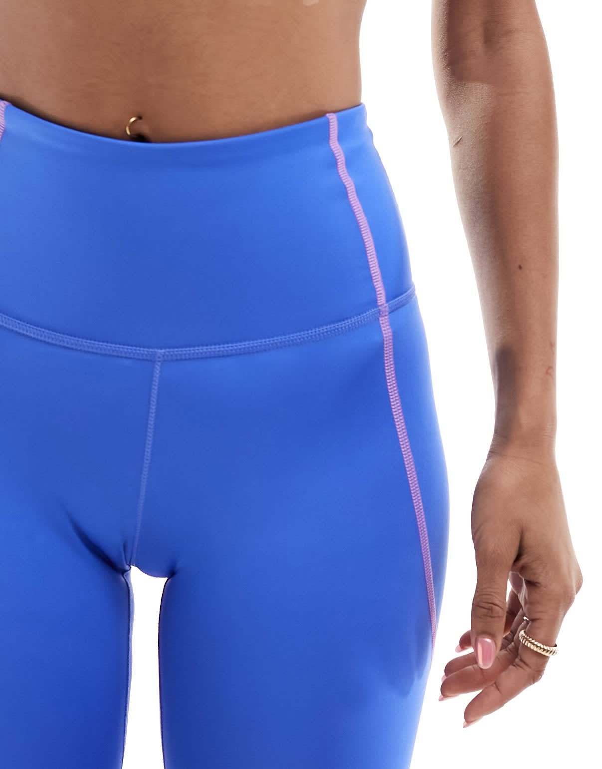 The North Face Training Hakuun contour seam high waist legging shorts in blue