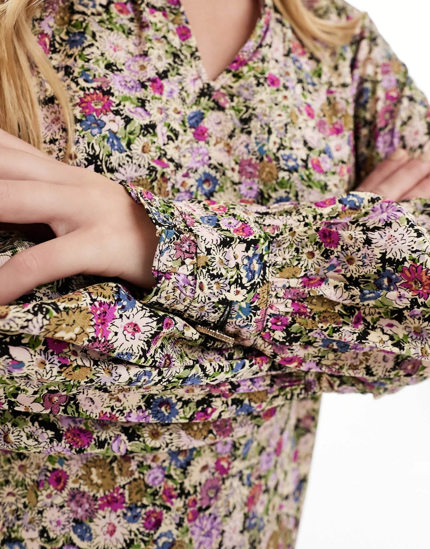 & Other Stories tiered hem mini shirt dress in floral print