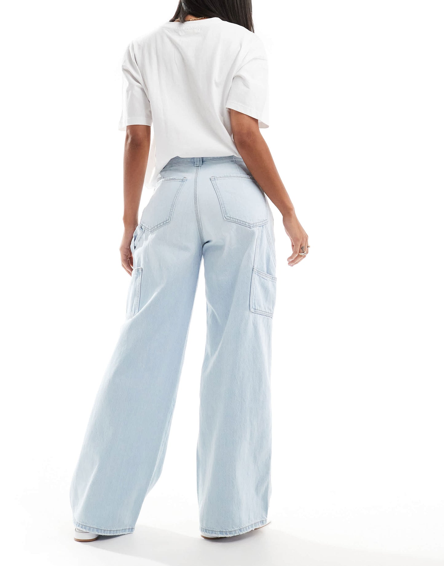 Stradivarius wide leg carpenter jean in beach blue