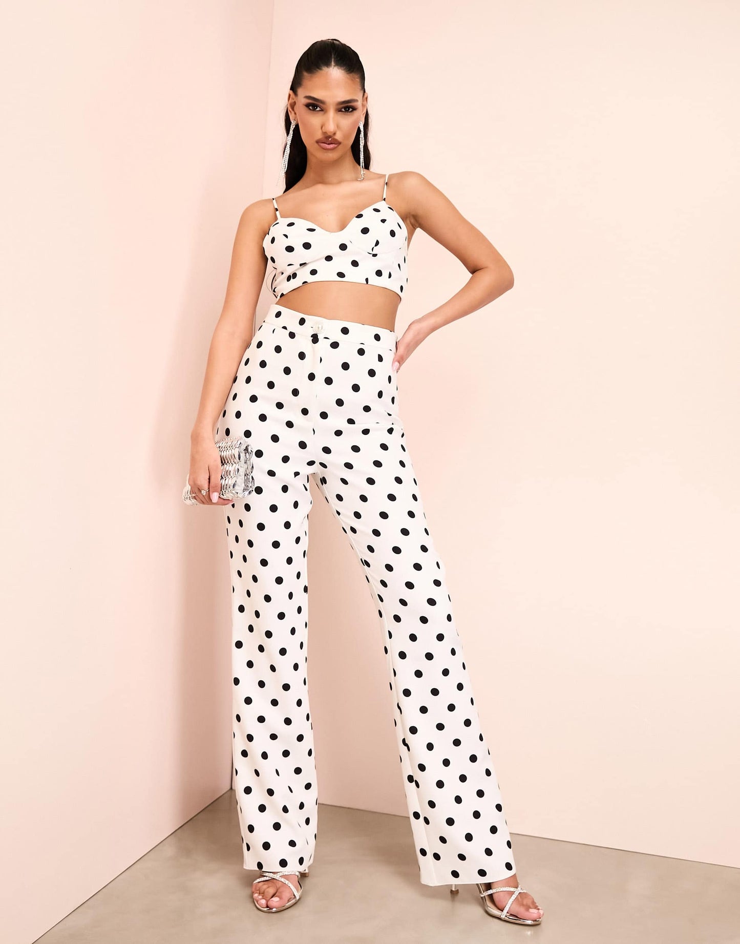 ASOS LUXE co-ord tailored bralet in spot print
