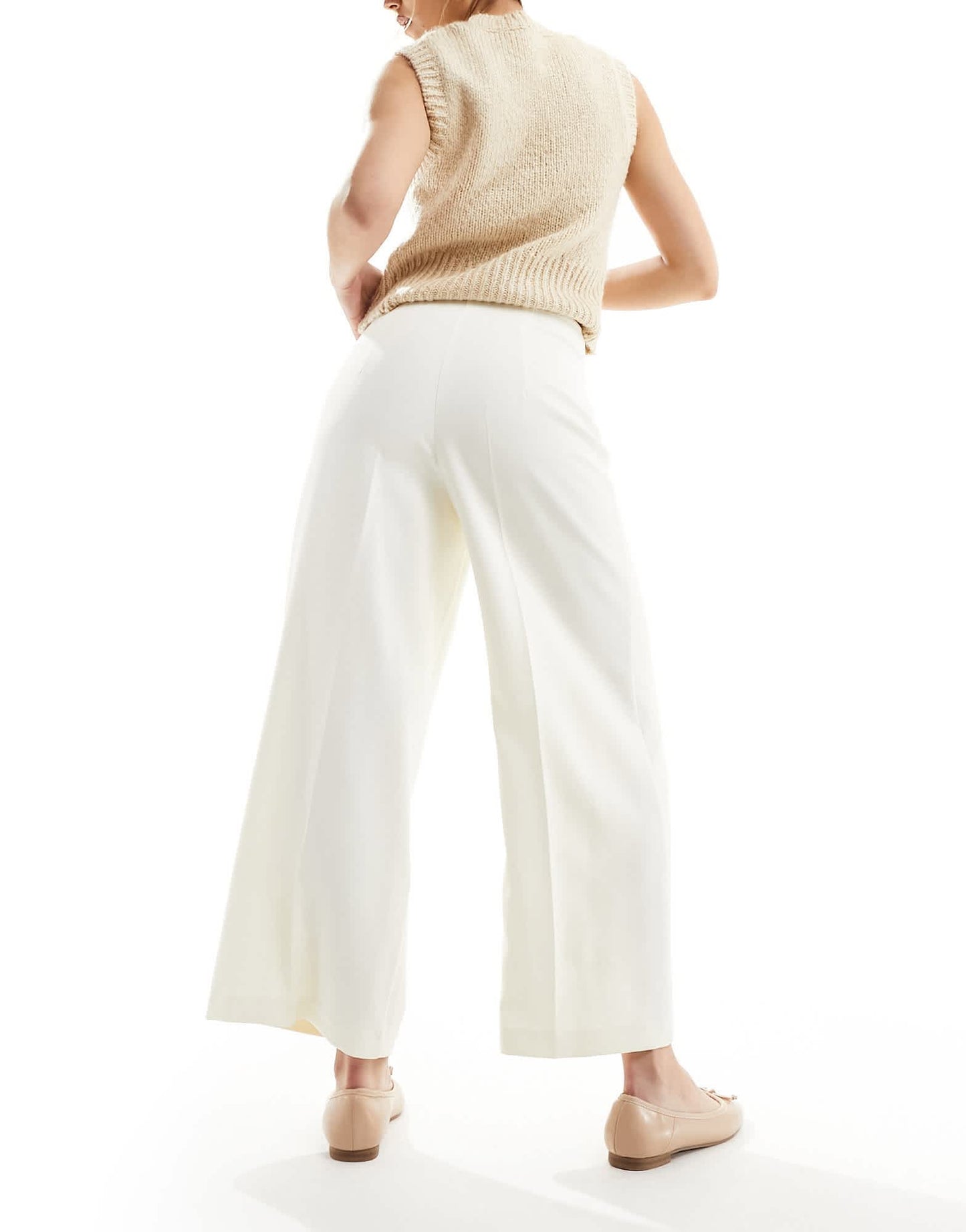 ASOS DESIGN tailored culotte trousers in cream