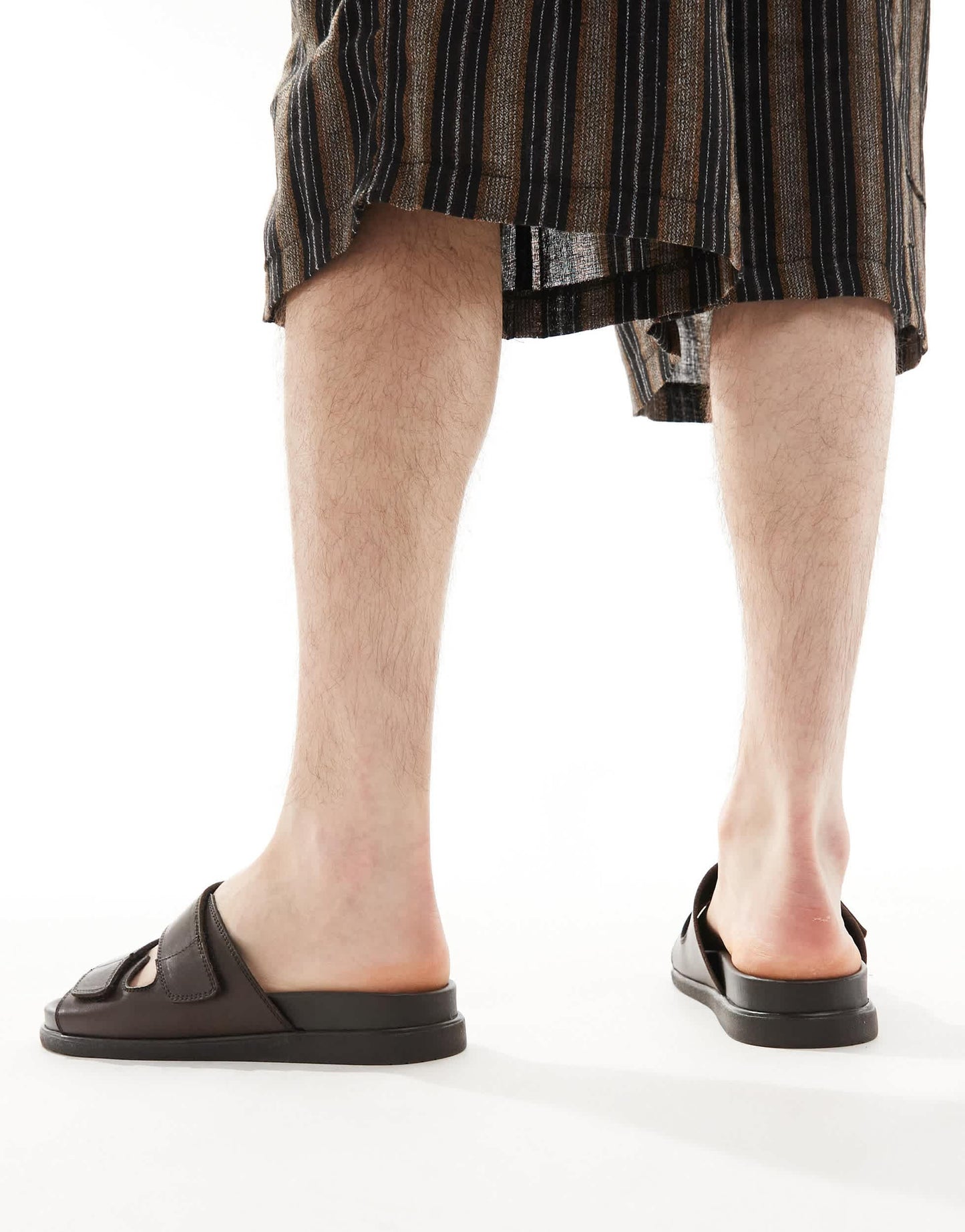 schuh Sergio double strap sandals in brown leather