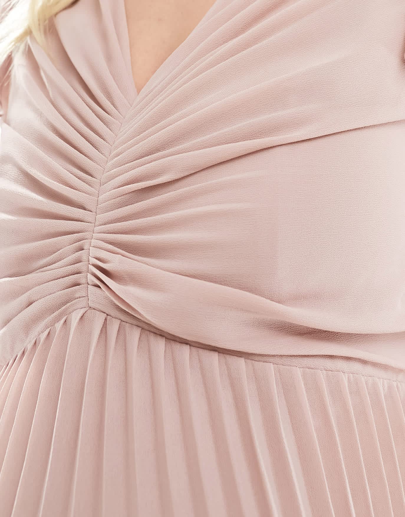 TFNC Maternity Bridesmaid chiffonmaxi dress with flutter sleeve and pleated skirt in soft pink