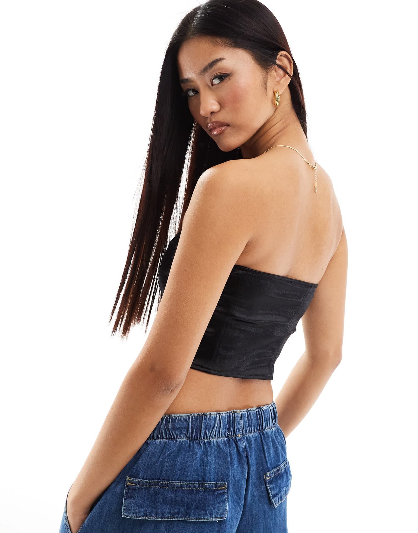 Pimkie bandeau asymmetric top in black