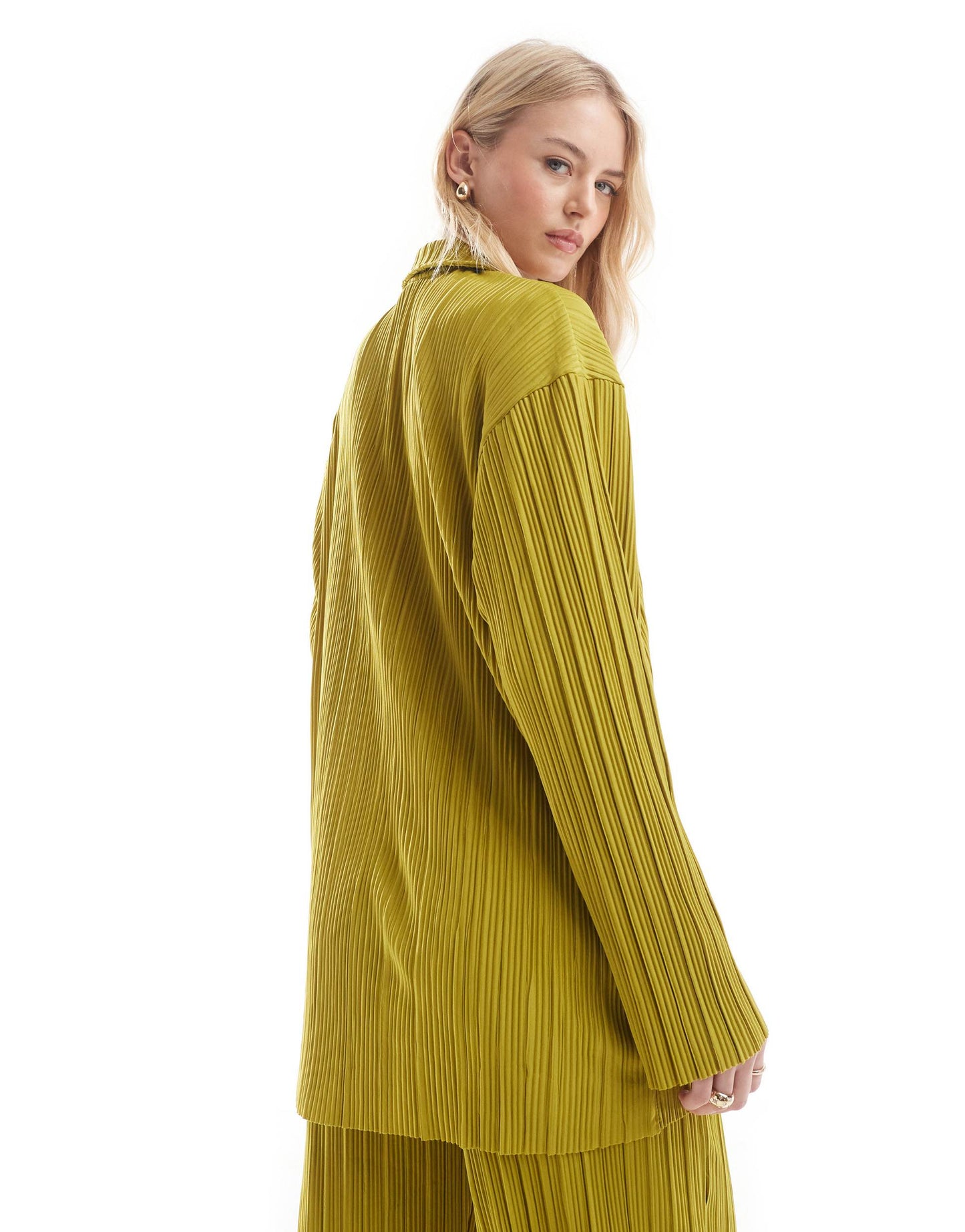 ONLY Tall exclusive plisse shirt co-ord in green