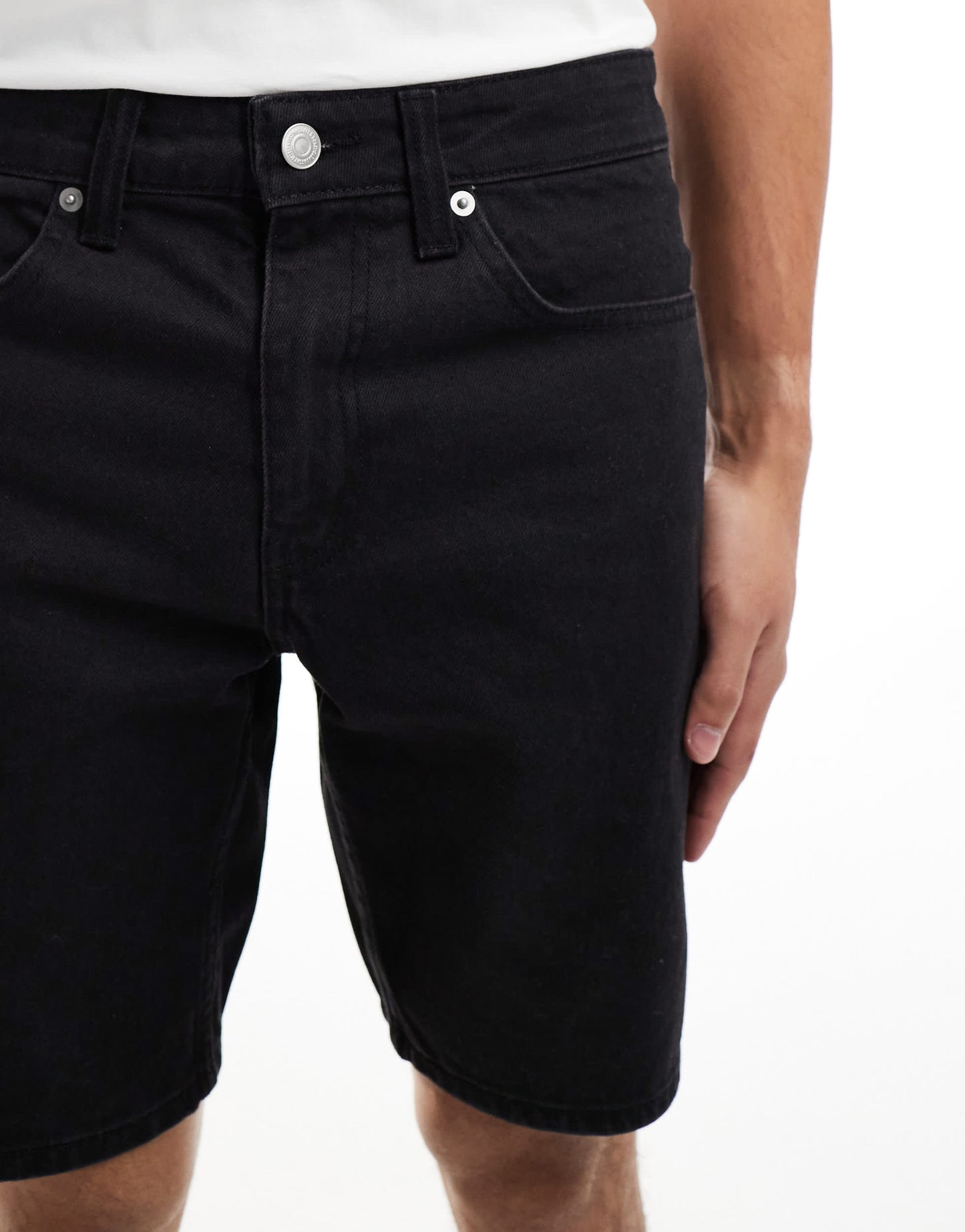 ONLY & SONS Edge straight fit denim shorts in black