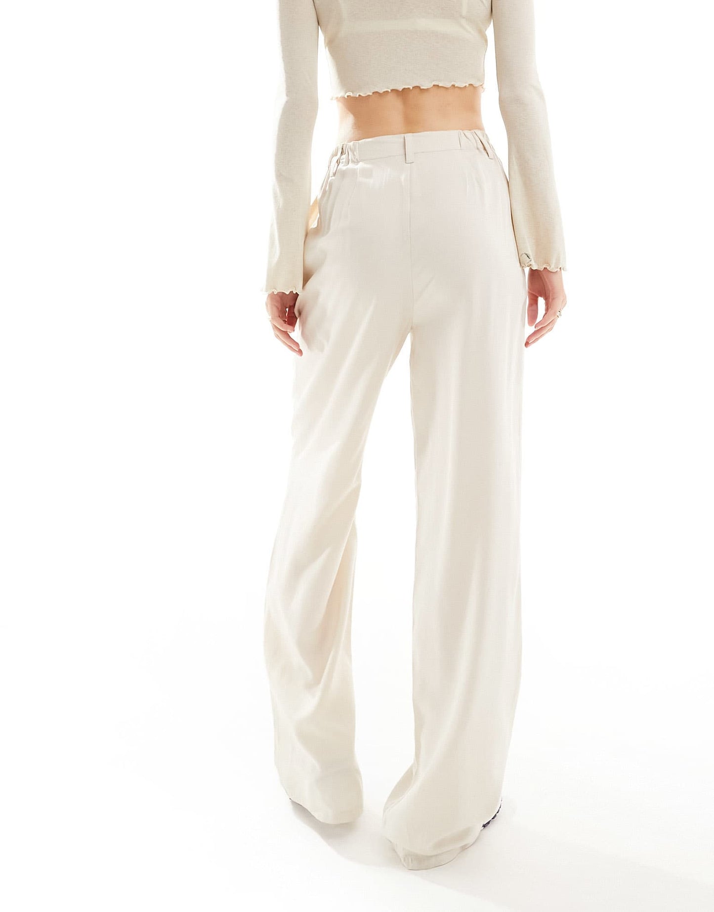 ASOS DESIGN Tall wide leg dad trousers in washed ecru