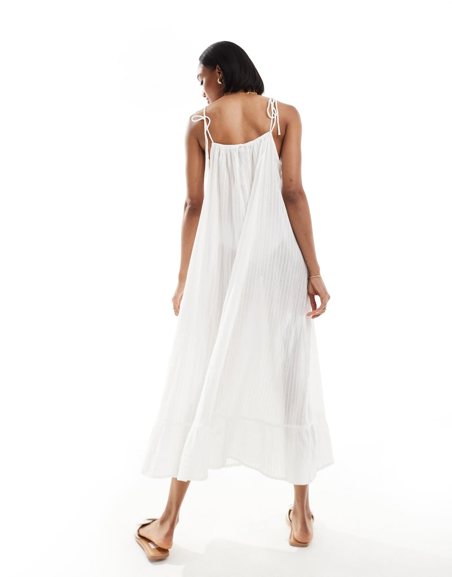 ASOS DESIGN Tall textured dobby drop hem maxi beach dress in ivory