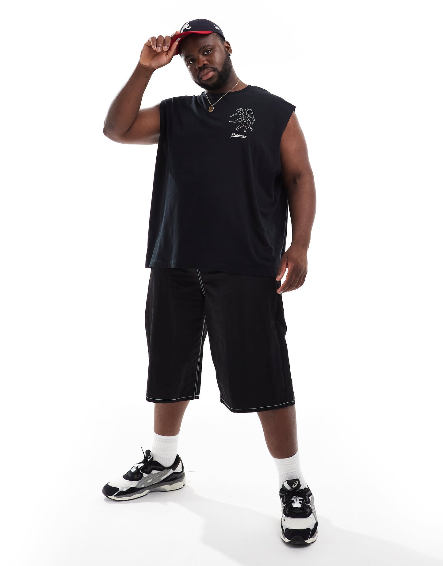 ASOS DESIGN long length shorts with contrast stitch in black