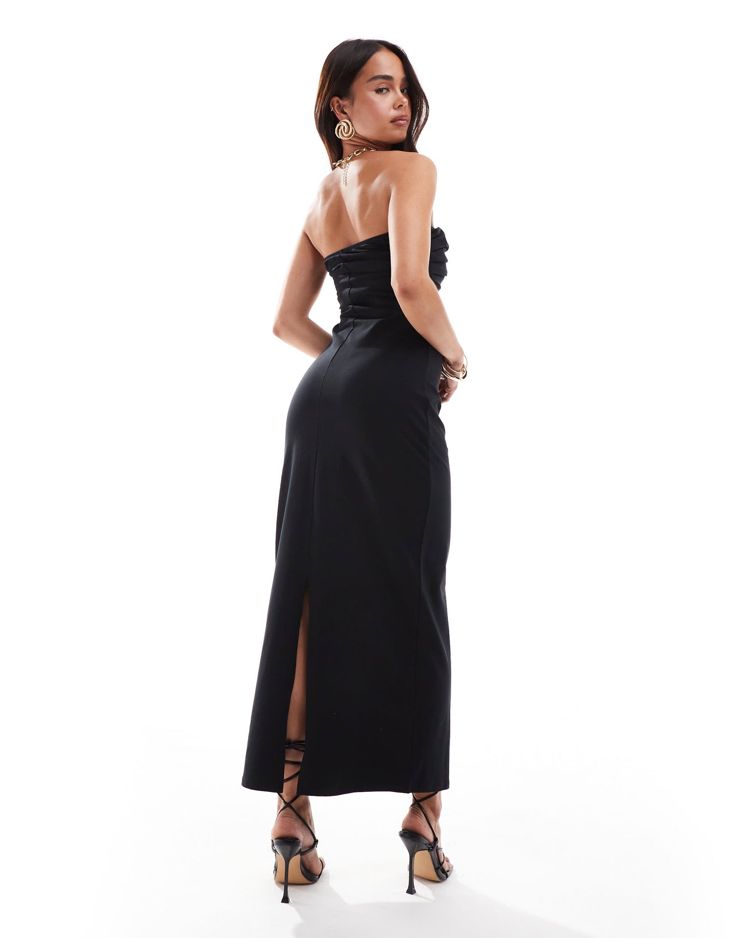 ASOS DESIGN twist bust bodycon bandeau midaxi dress in black