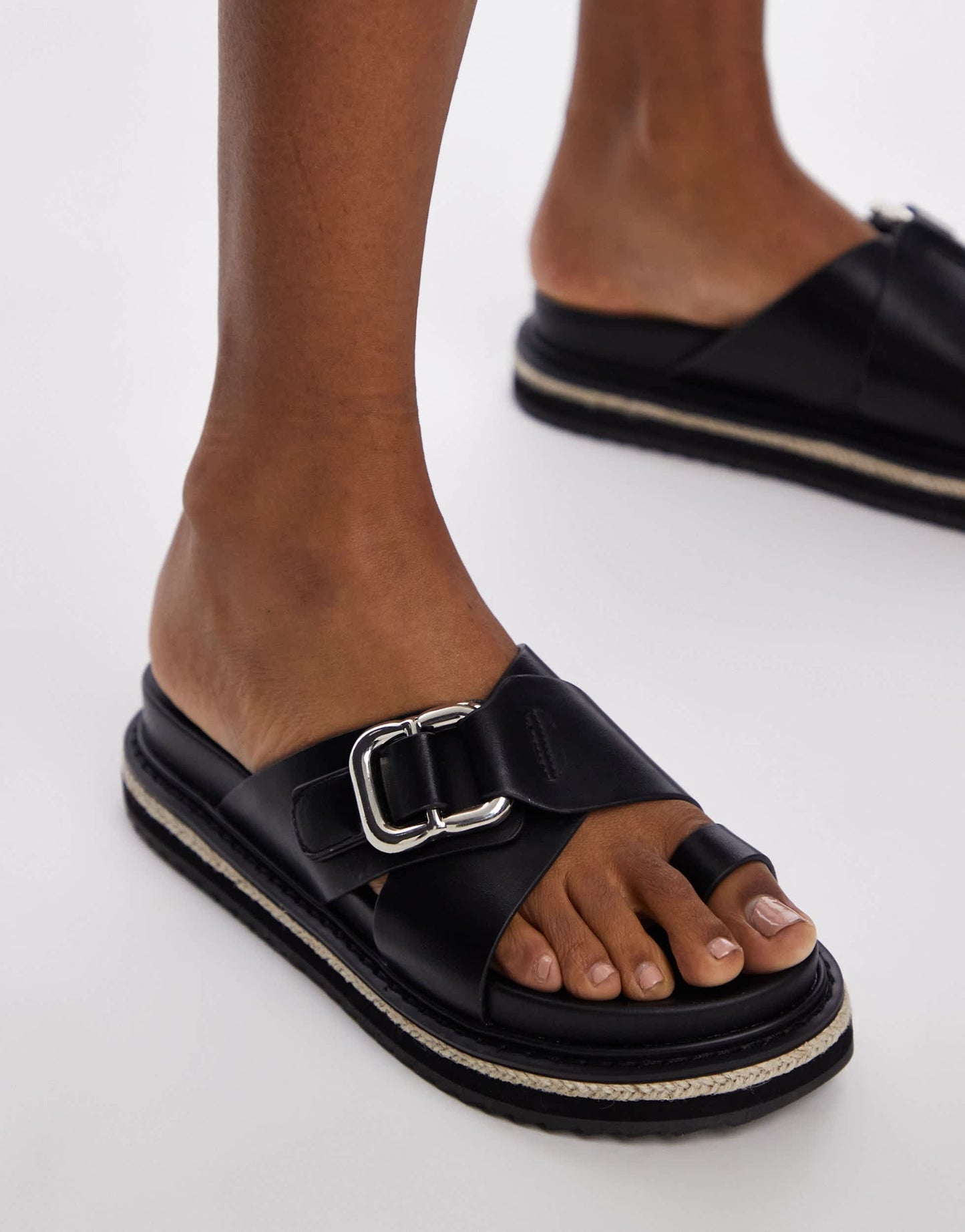 Topshop Jenny espadrille sandal with buckle detail in black