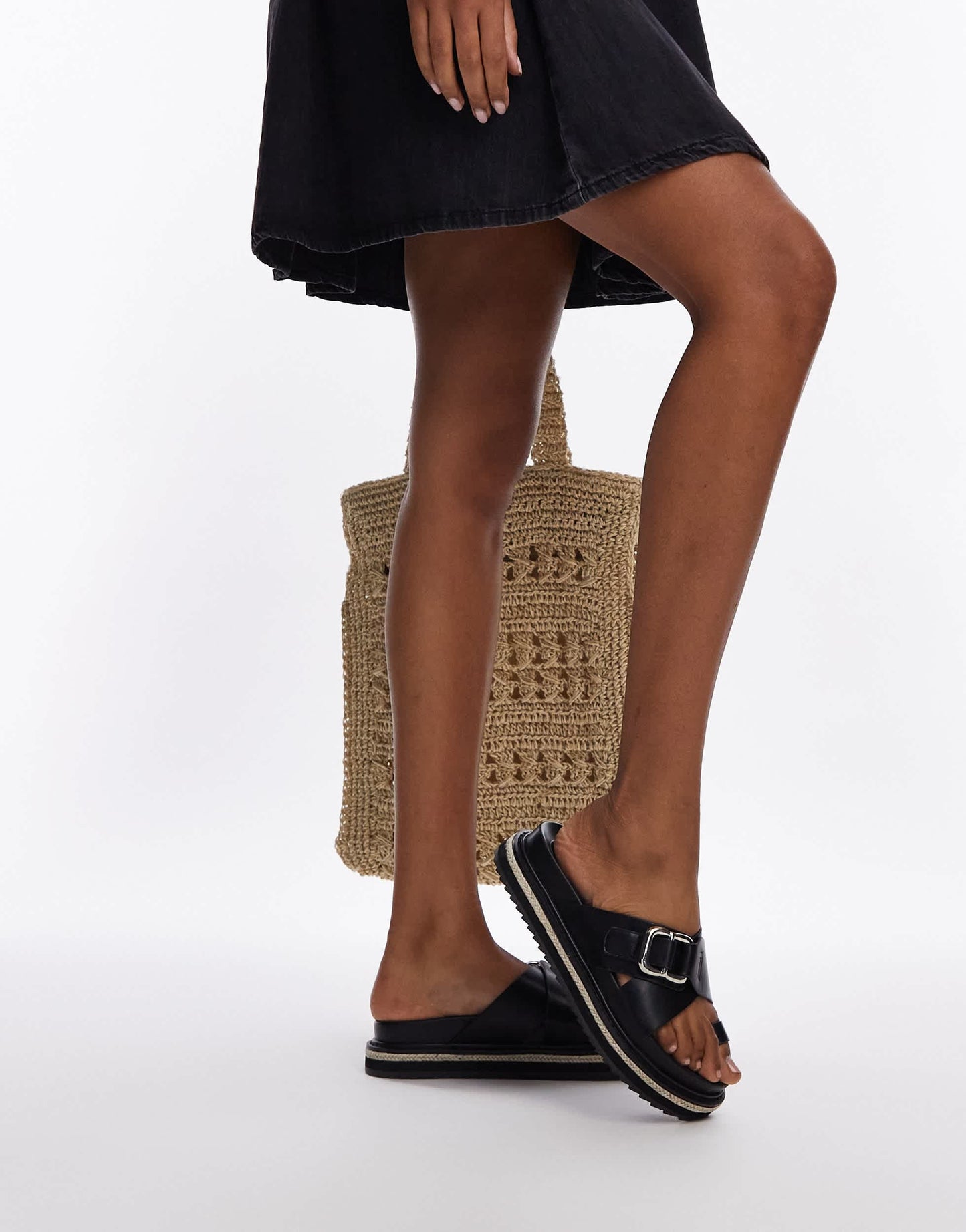 Topshop Jenny espadrille sandal with buckle detail in black