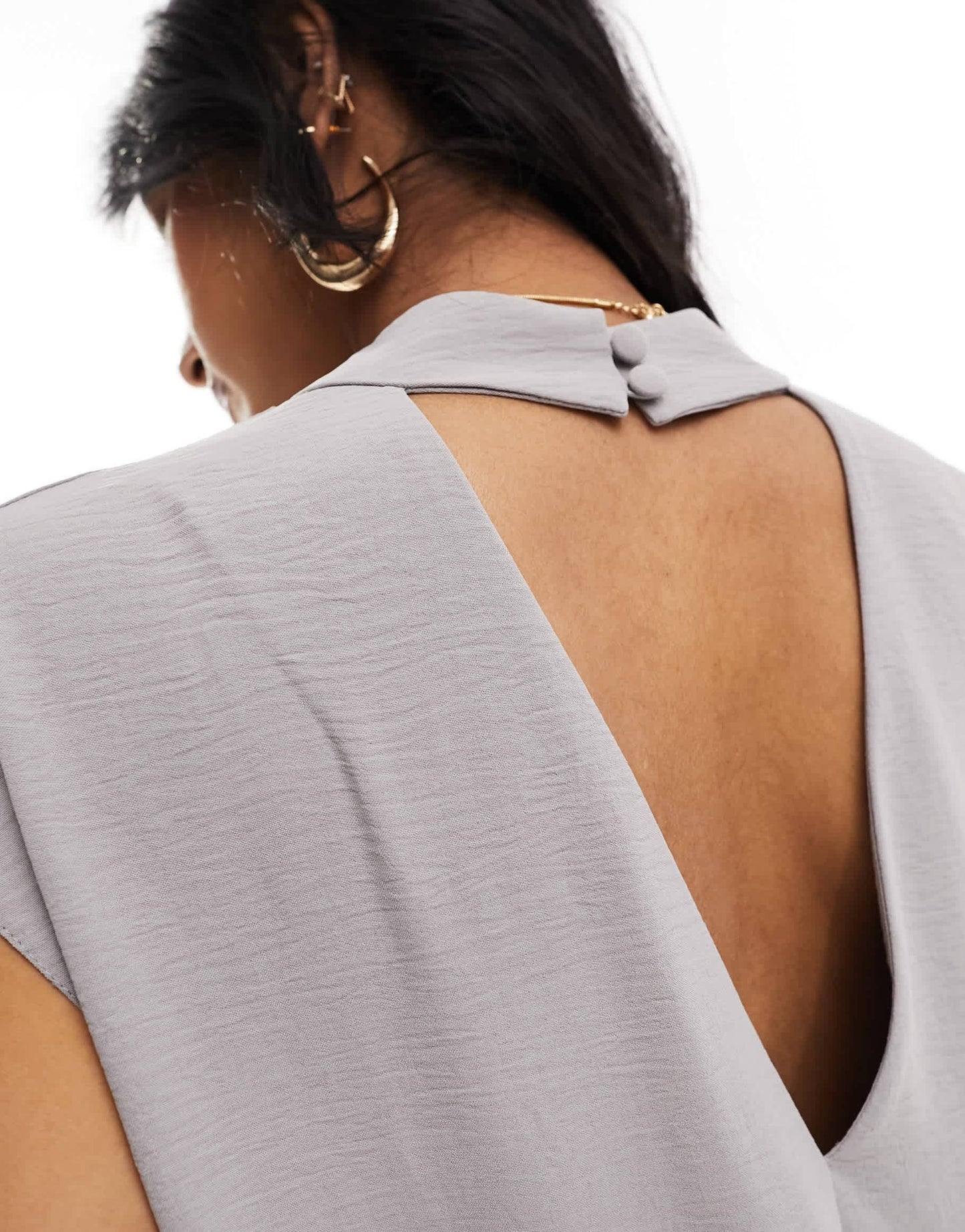 ASOS DESIGN high neck column maxi dress in stone