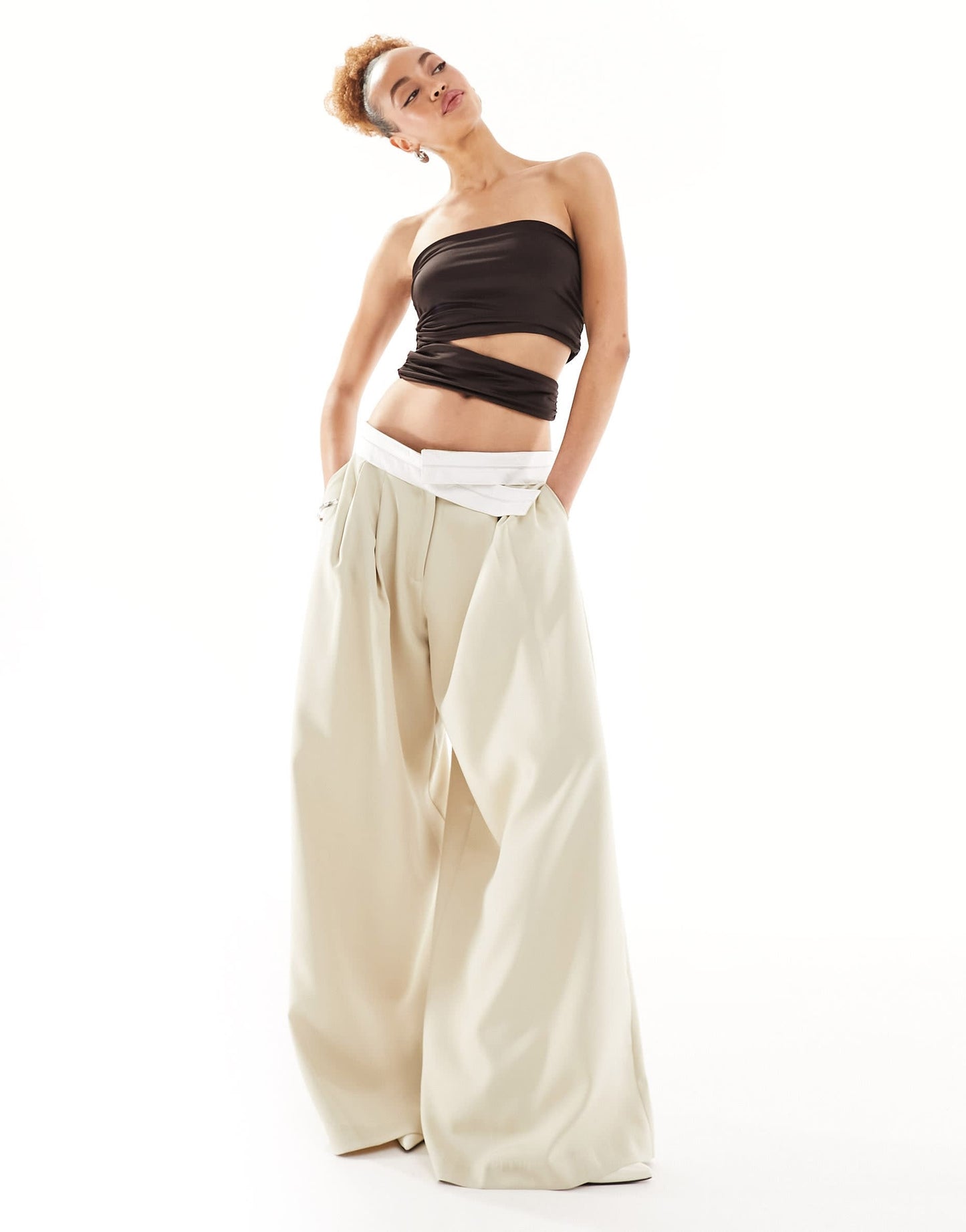Lioness bandeau cut out top in brown