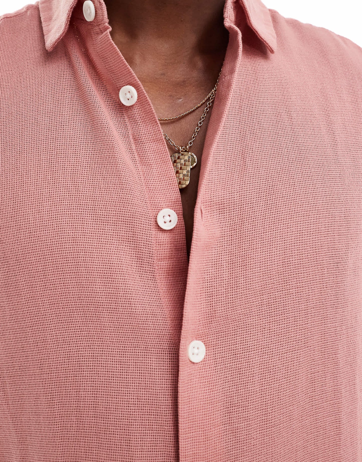 ASOS DESIGN relaxed textured shirt with patch pockets in pink