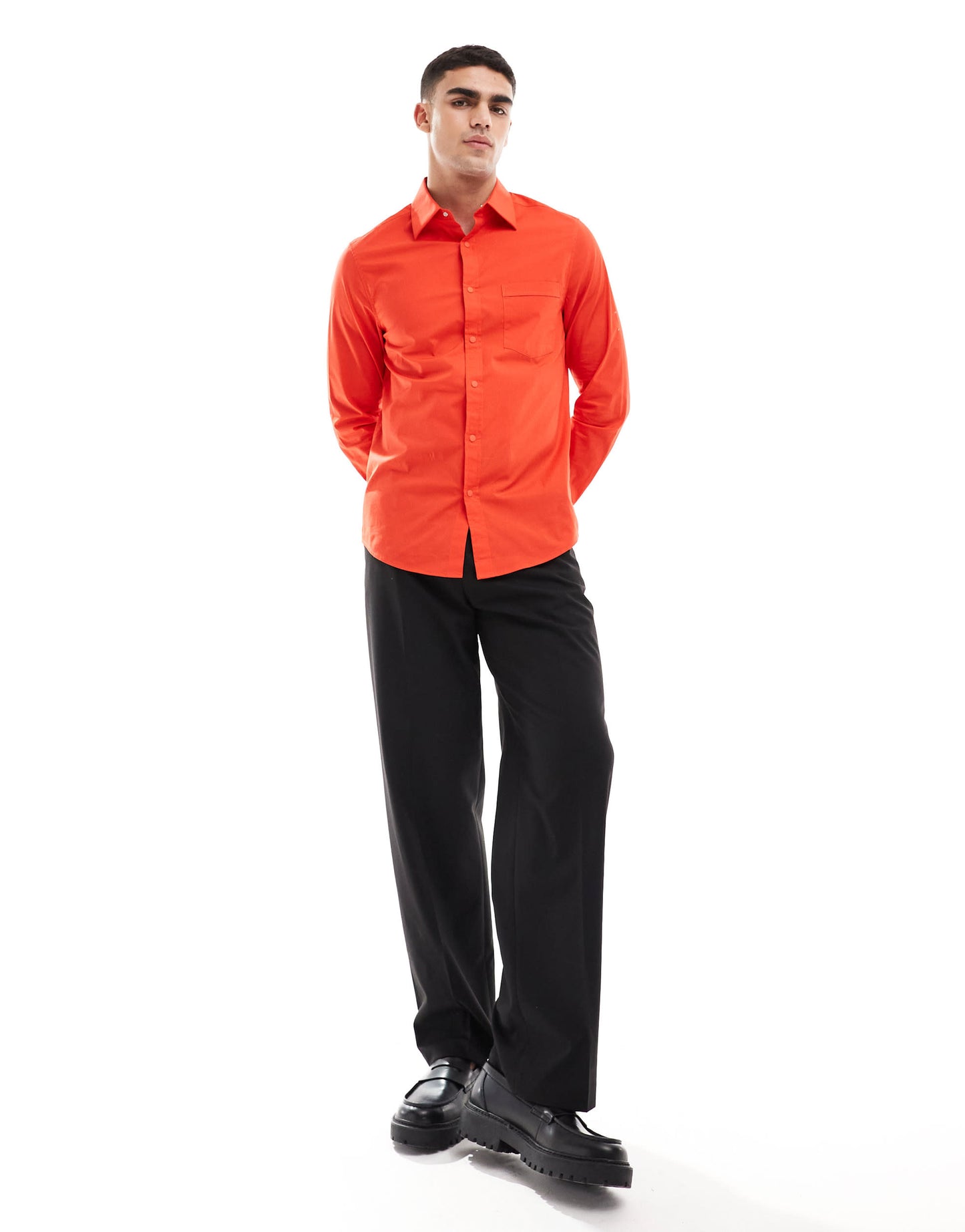 ASOS DESIGN smart wide revere regular shirt collar in bright red
