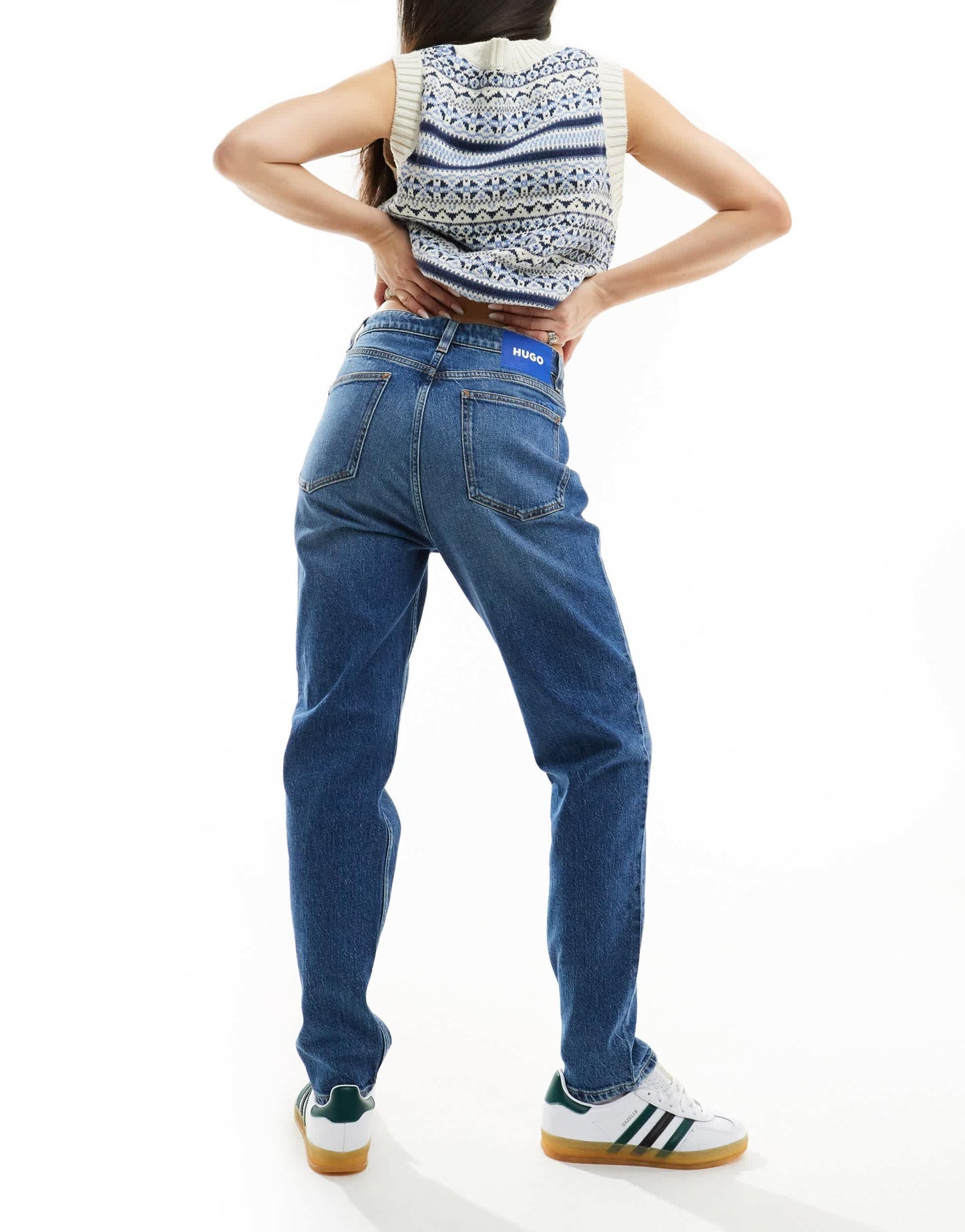 HUGO BLUE mom jeans in mid blue