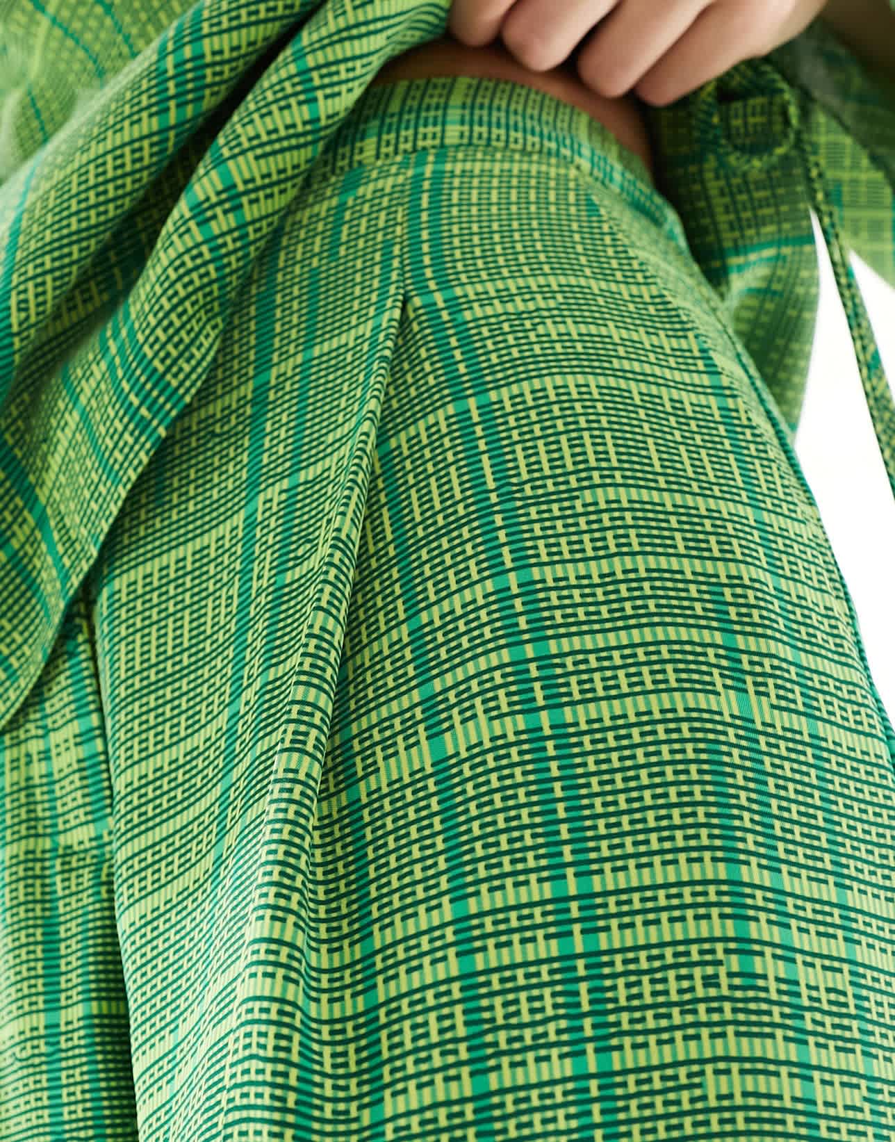 French Connection Carmen crepe trouser in green check co-ord