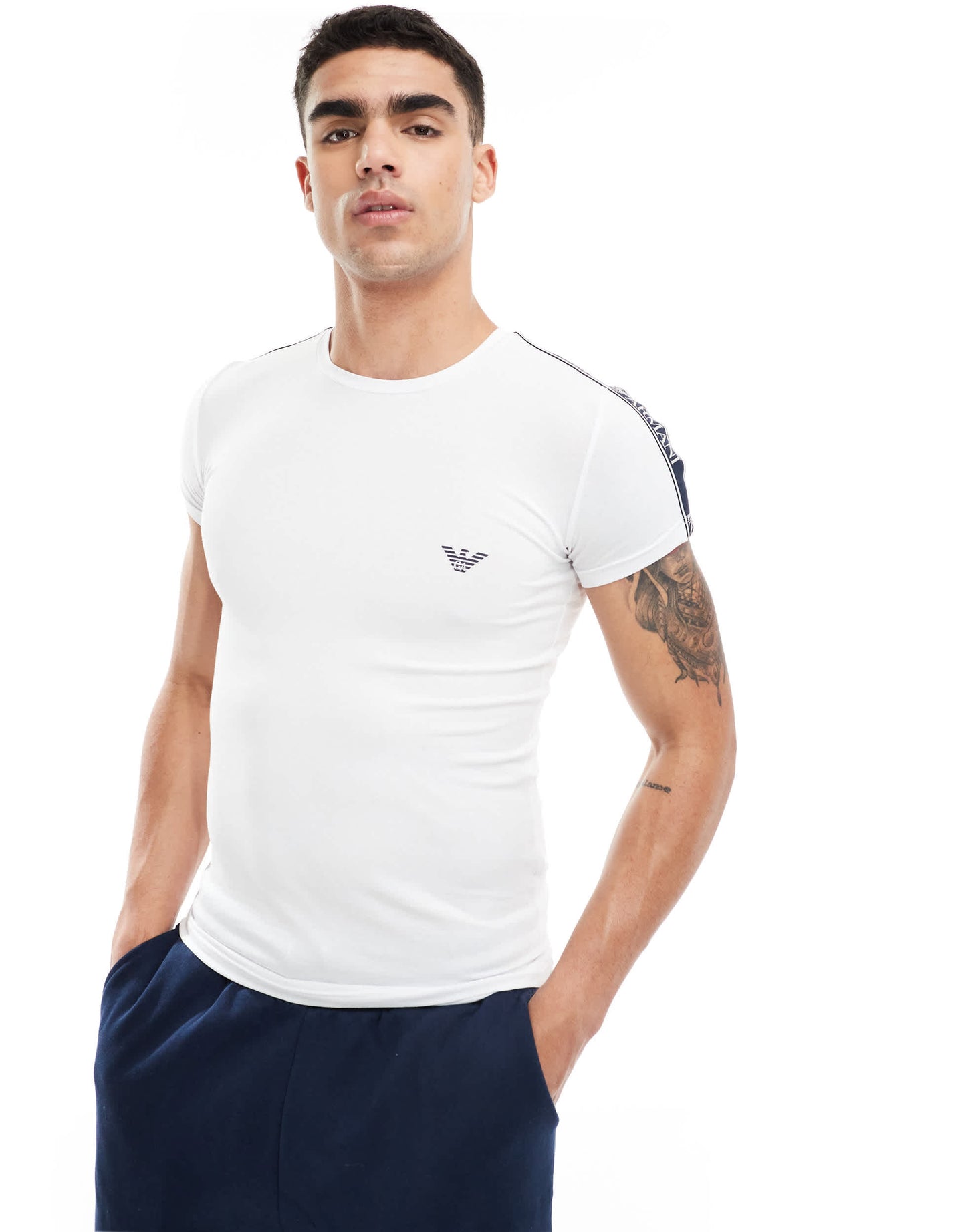 Emporio Armani Bodywear logo tape t-shirt in white