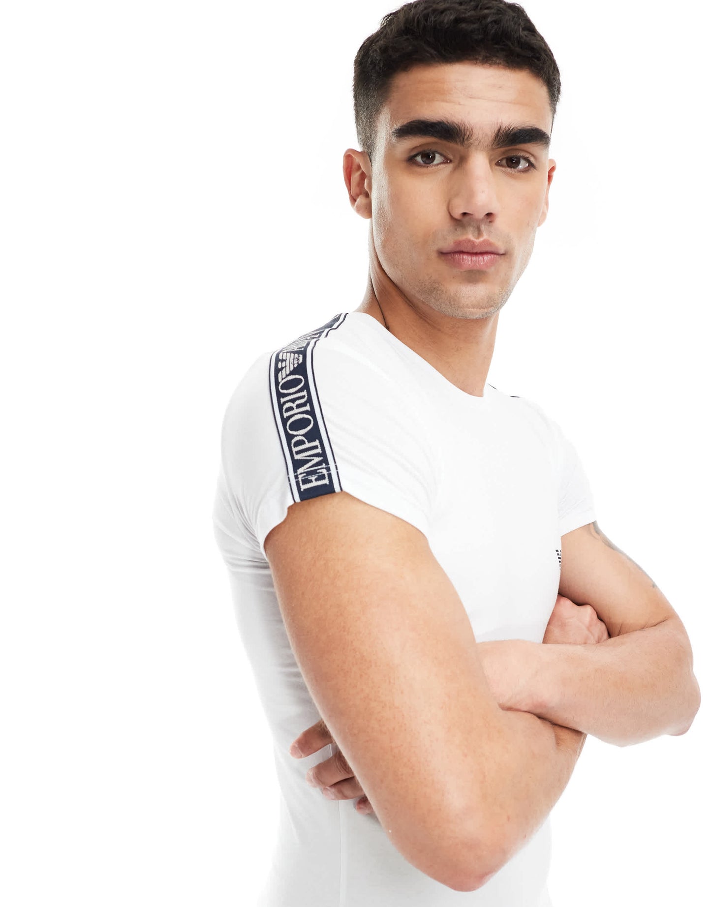 Emporio Armani Bodywear logo tape t-shirt in white