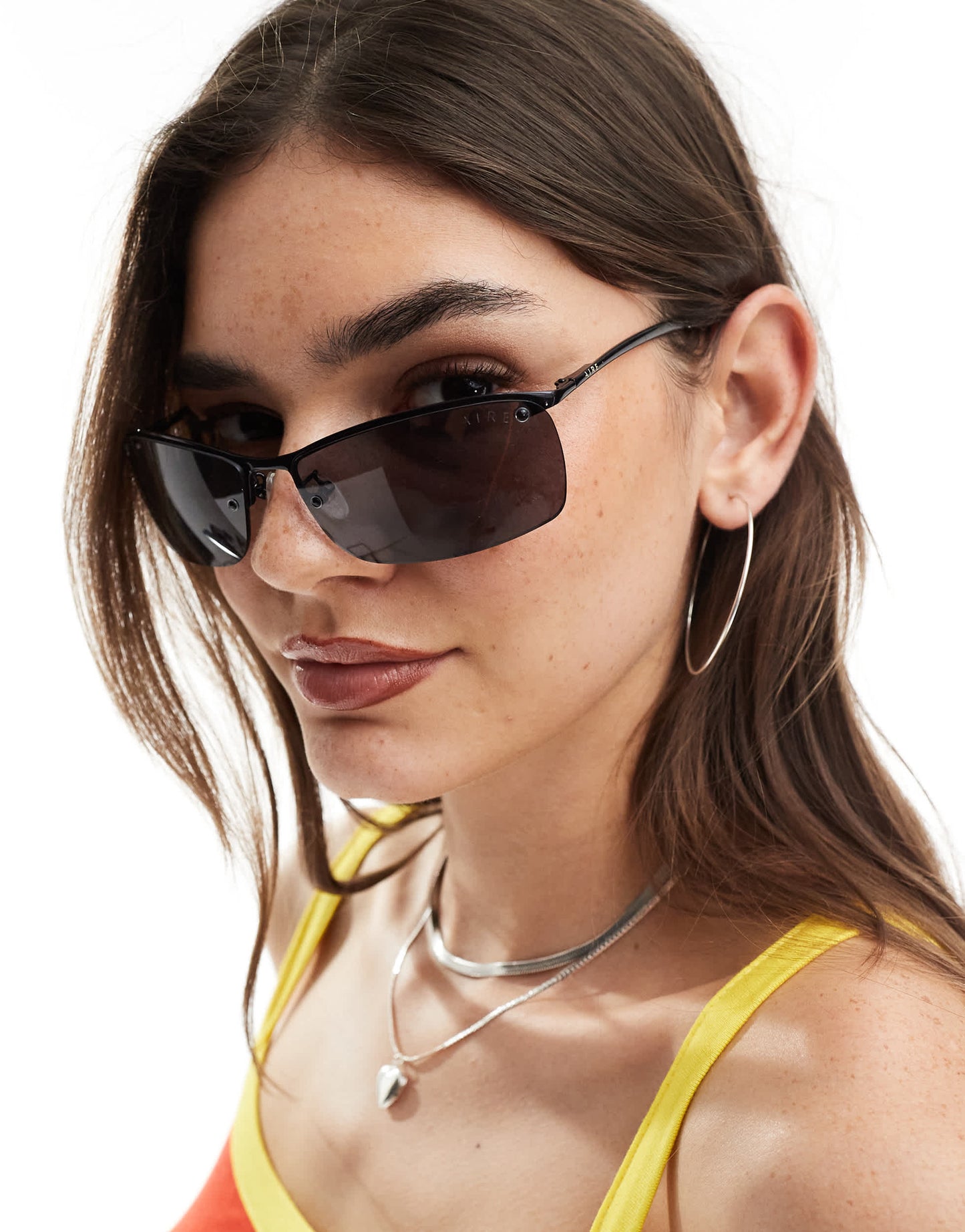 AIRE vega metal rectangle sunglasses in black