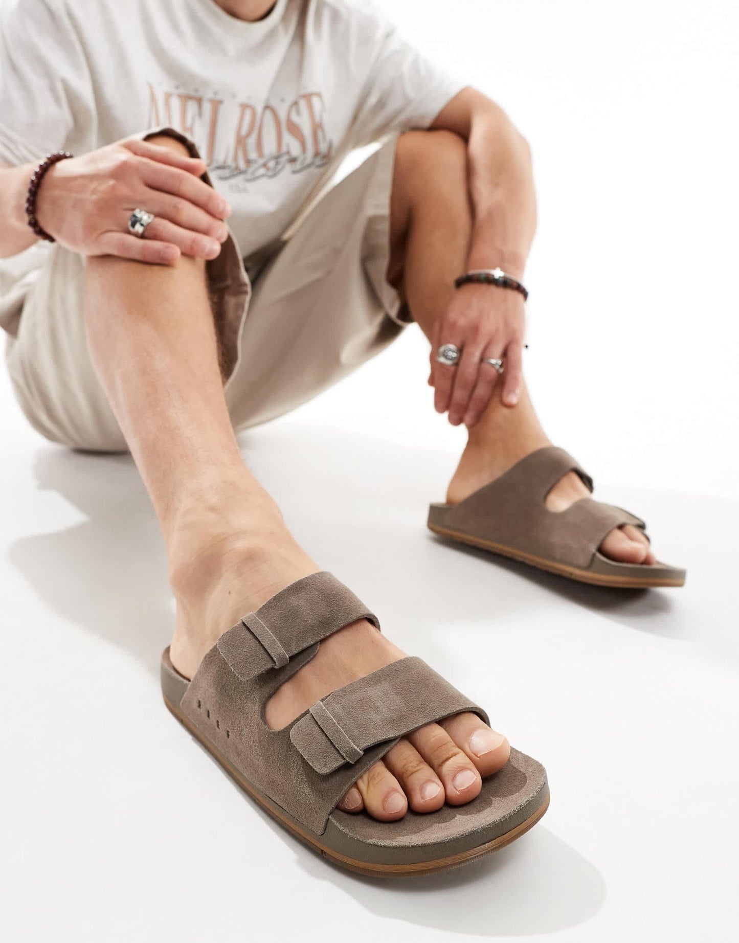 Reef Ojai two bar sandals in brown suede