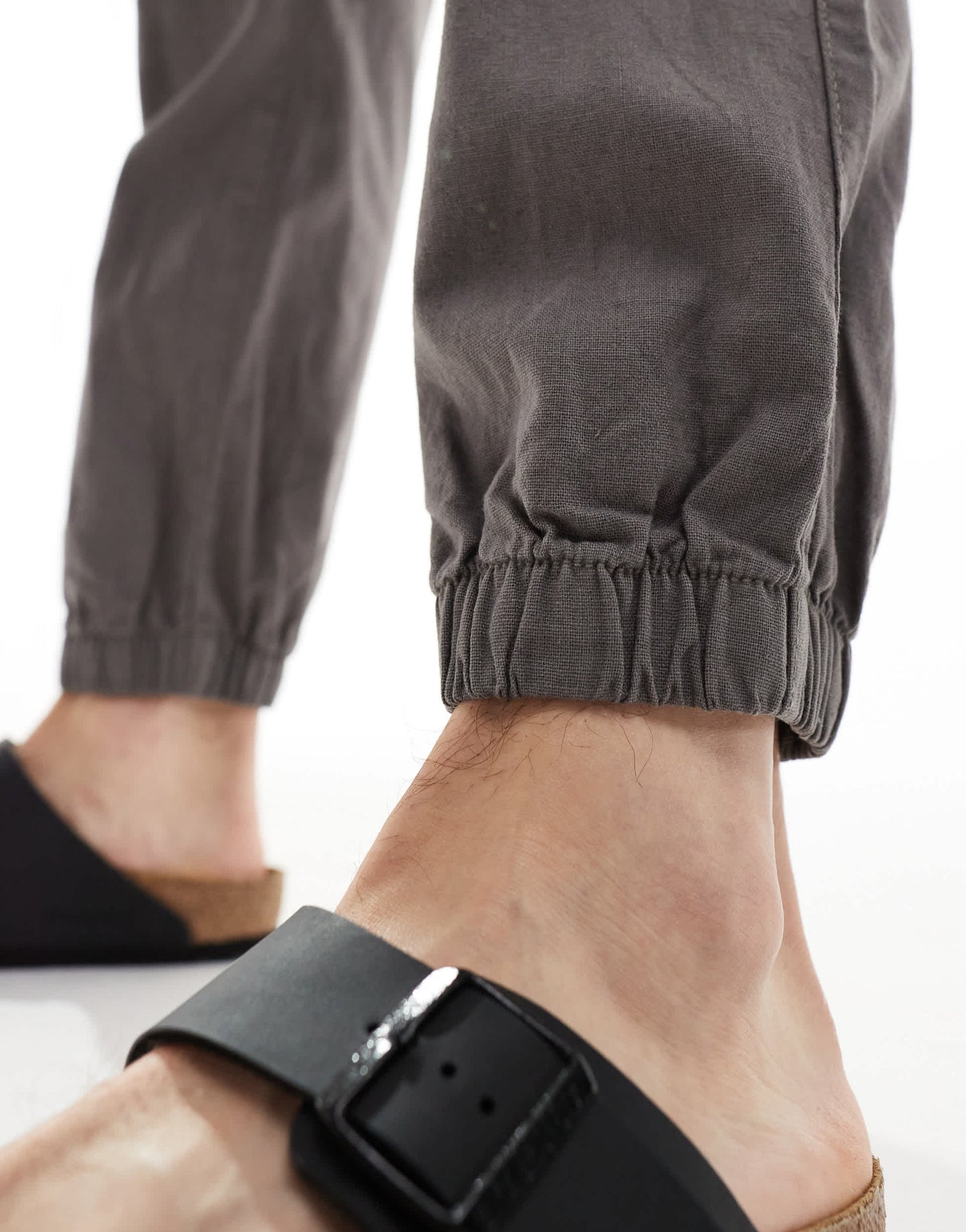 ASOS DESIGN tapered pull on linen trouser in washed grey