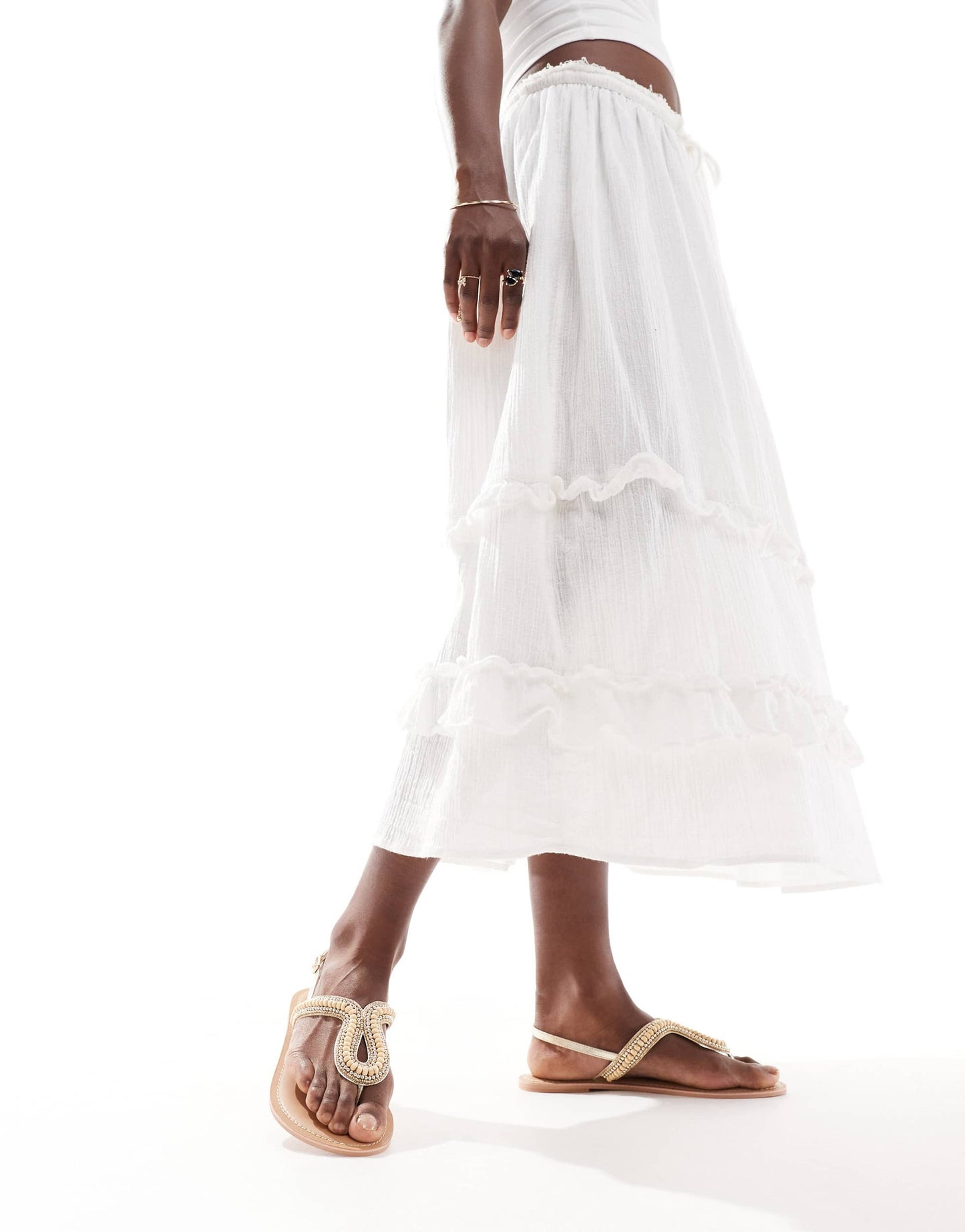 Accessorize loop beaded sandal in gold