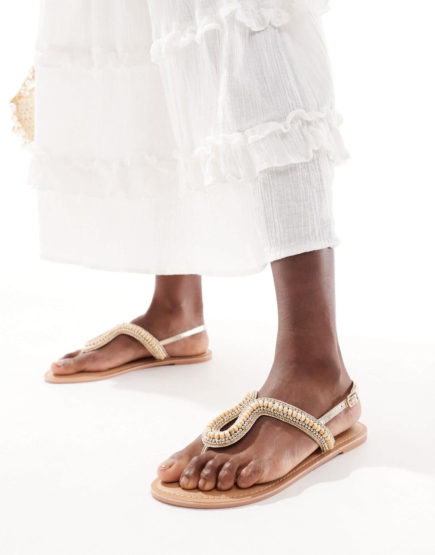 Accessorize loop beaded sandal in gold