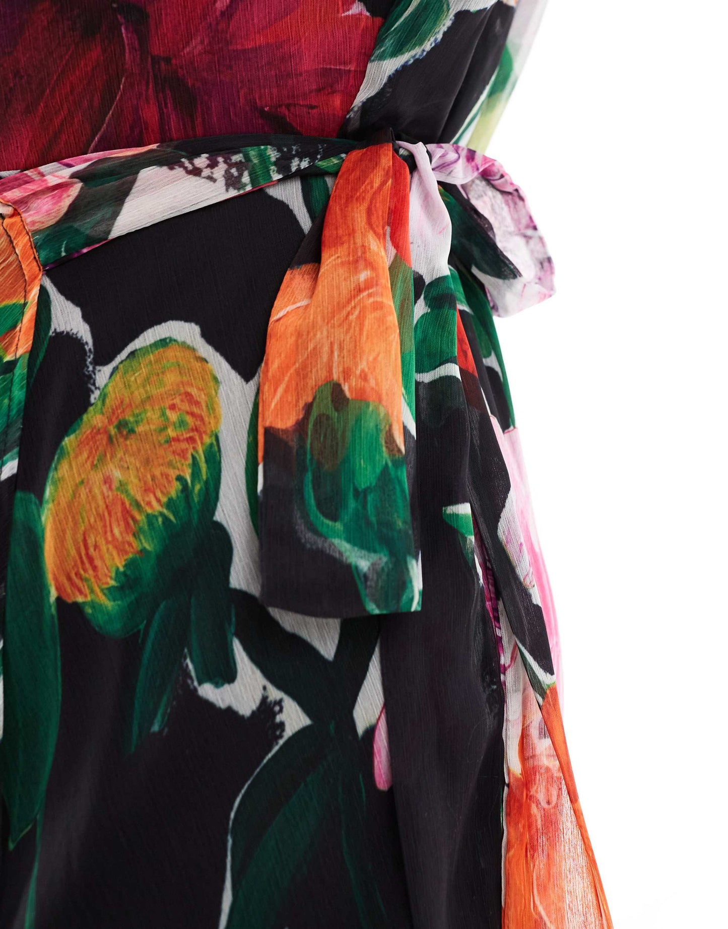 Hope & Ivy Plus wrap maxi dress in black base floral print