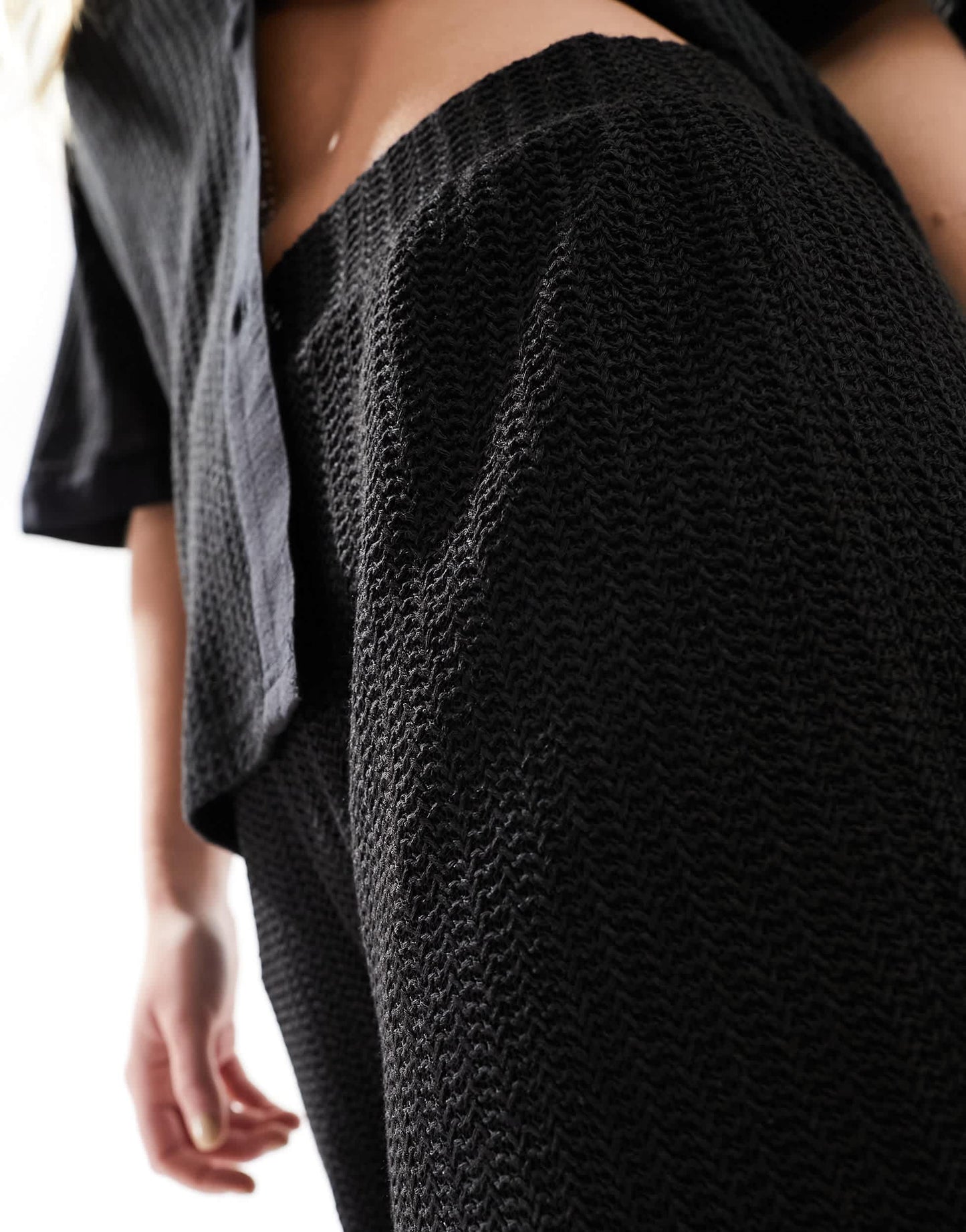 Vero Moda crochet wide leg trouser co-ord in black