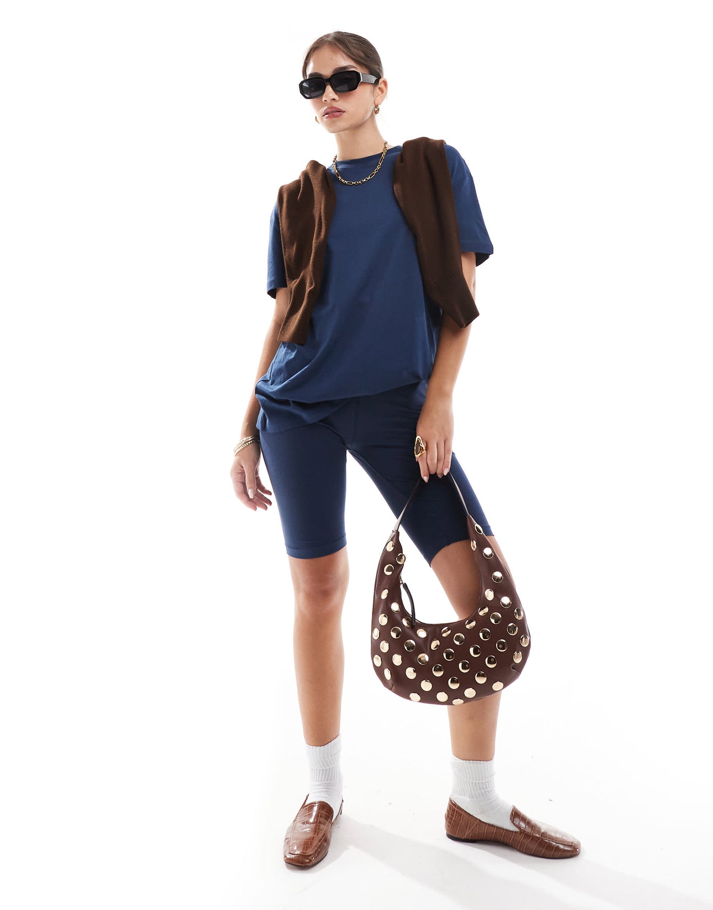 Threadbare Chloe shorts and oversized t-shirt co-ord in navy