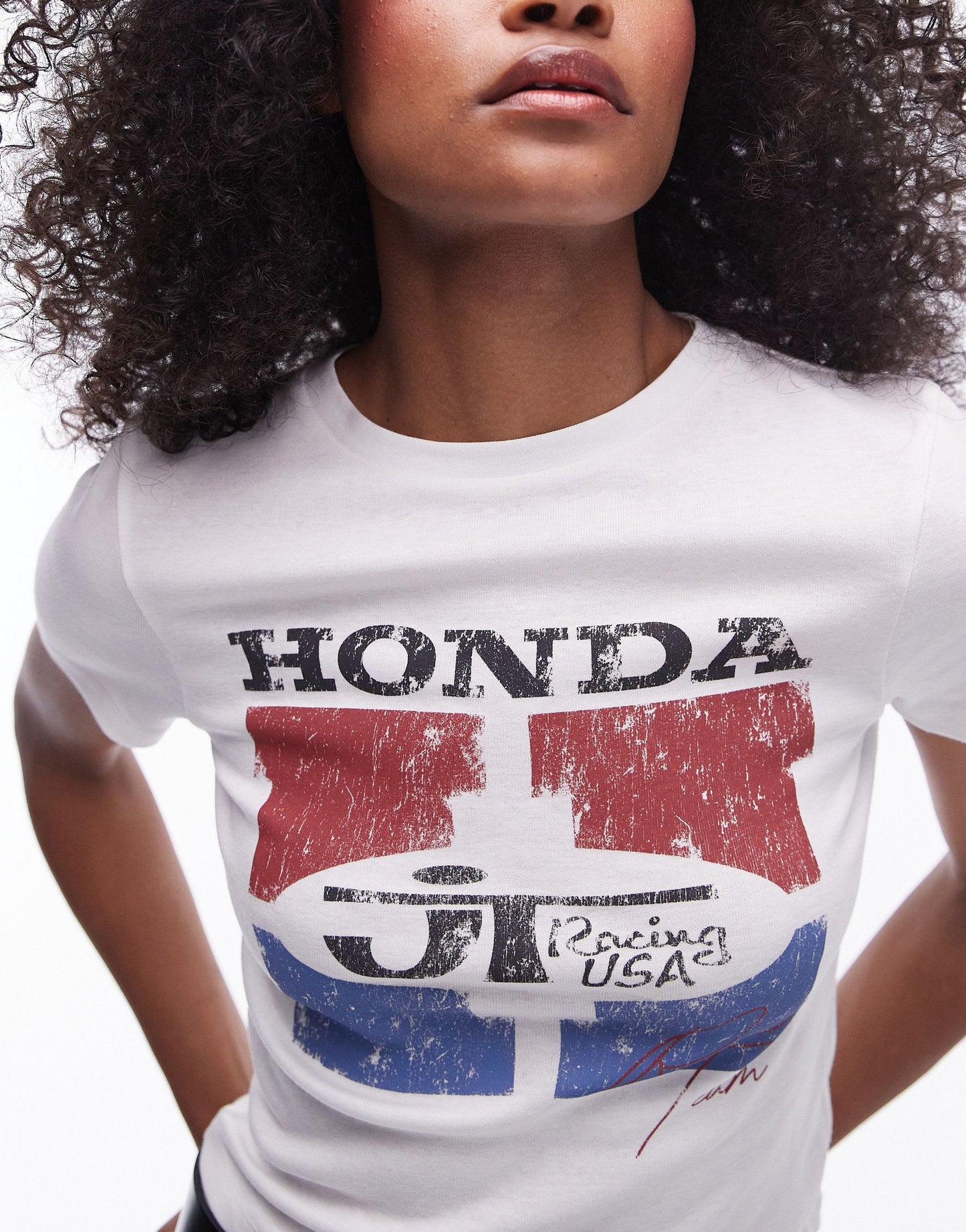 Topshop license Honda tee in ecru