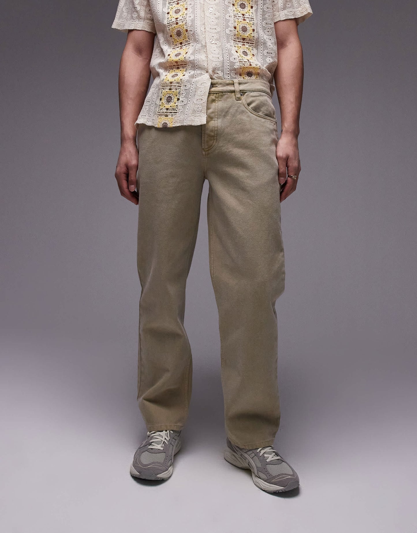 Topman straight trousers in khaki